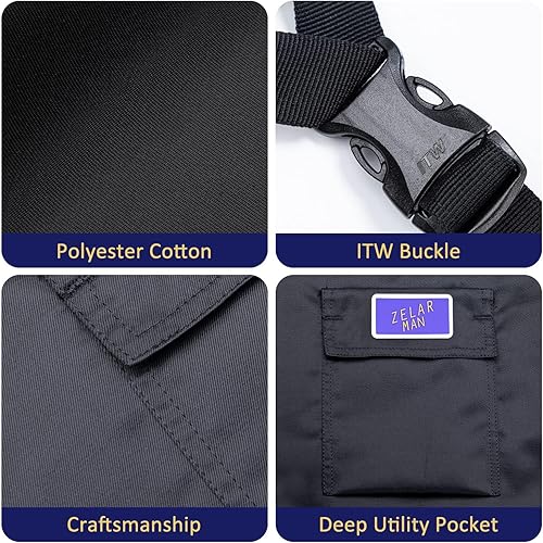 Miniatura 4 de ZELARMAN Chapas de motosierra, delantal de seguridad de motosierra, pantalones de protección de motosierra con cinturón y bolsillo ajustables,