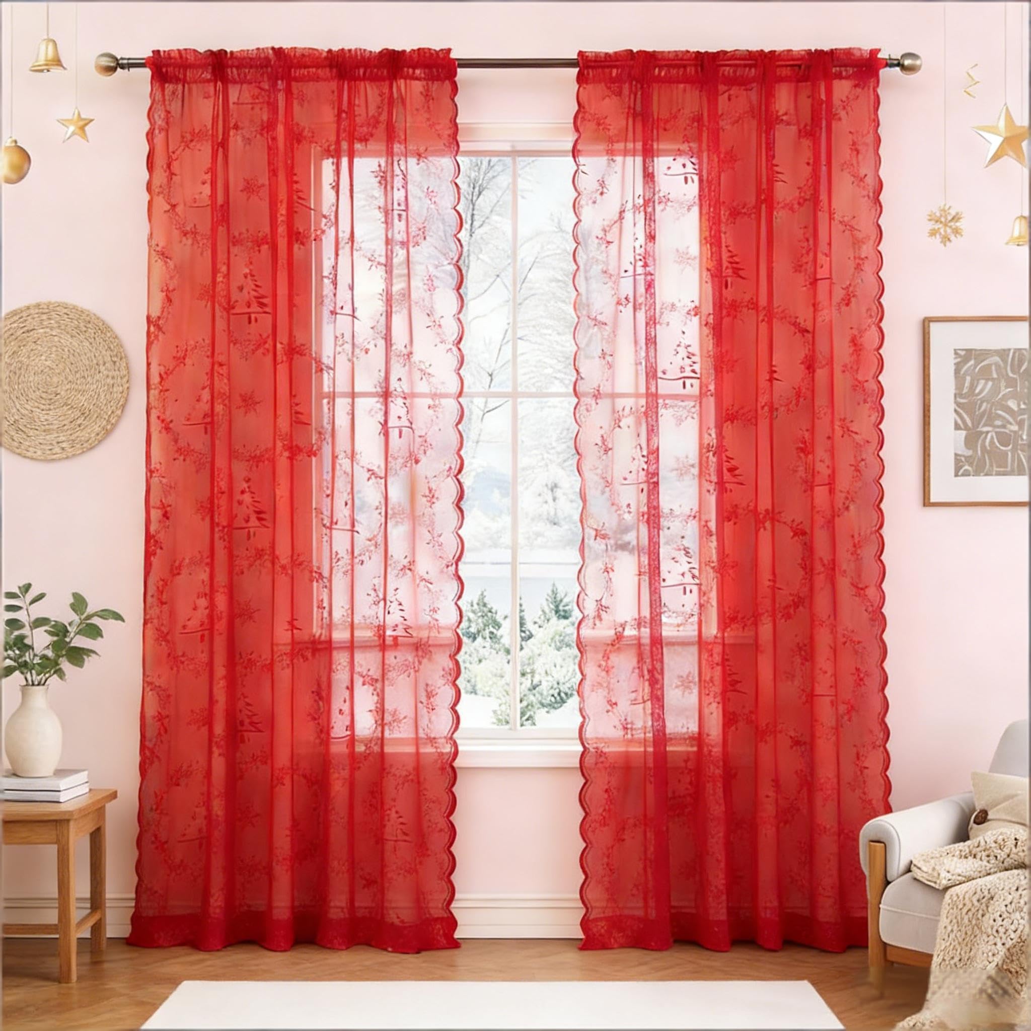 Fall Lace Curtains - 63 Inch, Harvest Pumpkin Style -10