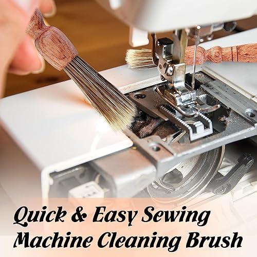 Miniatura 9 de Savina Cepillo de limpieza para máquinas de coser y sergers - Herramienta de coser, cepillo de pelusa de madera con una correa para colgar