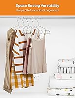 Vista 5 de Perchas para bebé, paquete de 50 perchas de acero inoxidable de 12.6 pulgadas, resistentes, antideslizantes, ahorran espacio, para niños, ropa