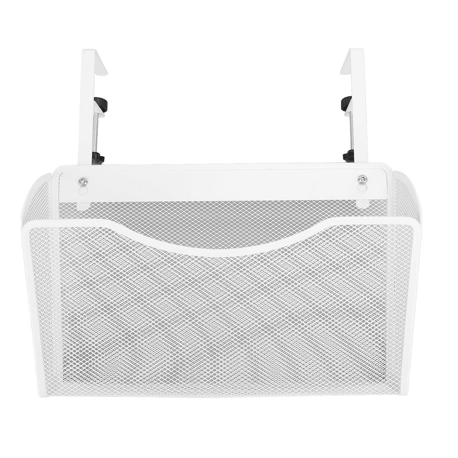 KKPLZZ Hanging Desk Organizer, Adjustable Carbon Steel and PP Desk Side Storage Organizer for Office School Dormitory Home (White)