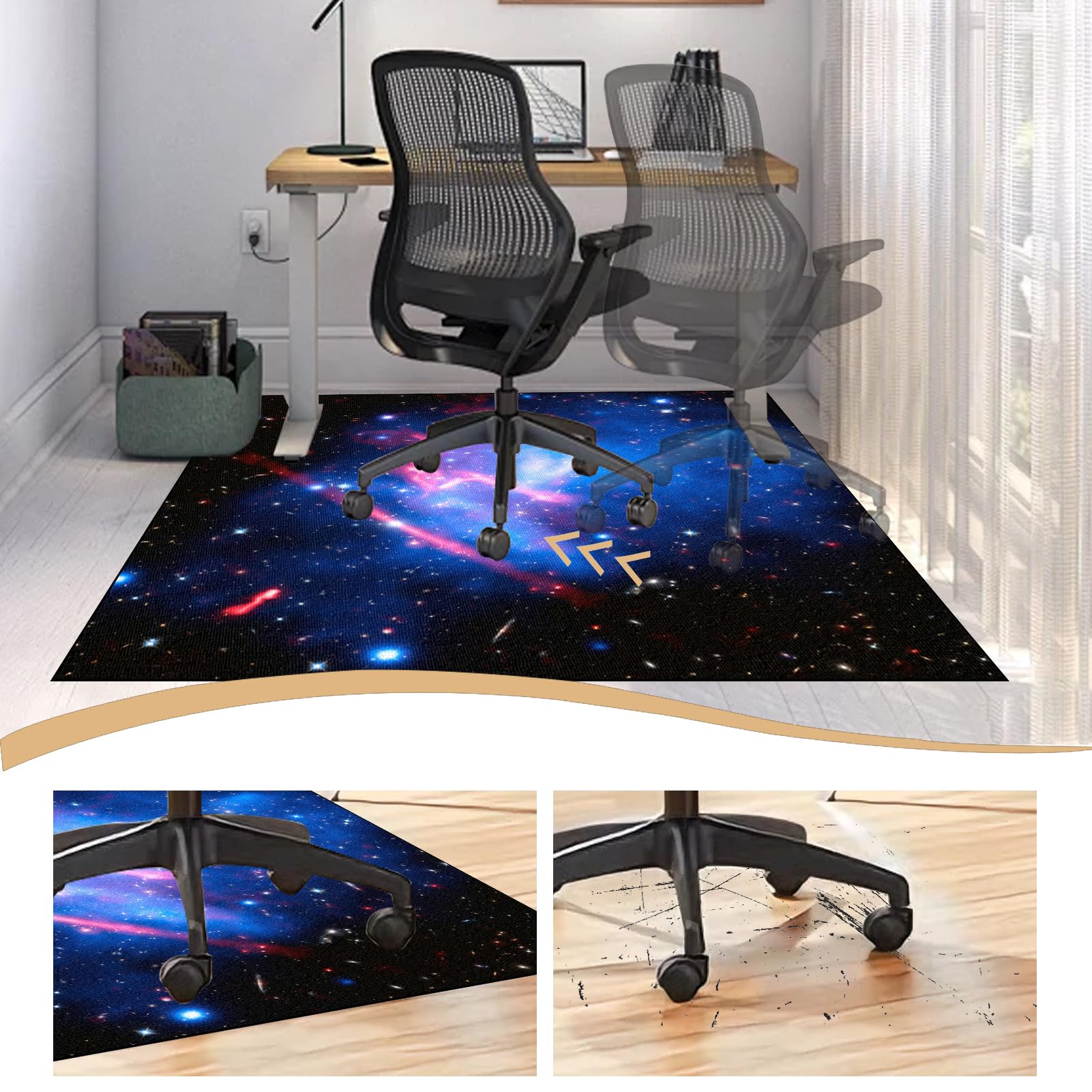 Mata ochronna na twardą podłogę, antypoślizgowa mata na krzesło gamingowe biuro mata podłogowa na wózek inwalidzki mata na krzesło biurowe biuro gracz 160 x 180 cm
