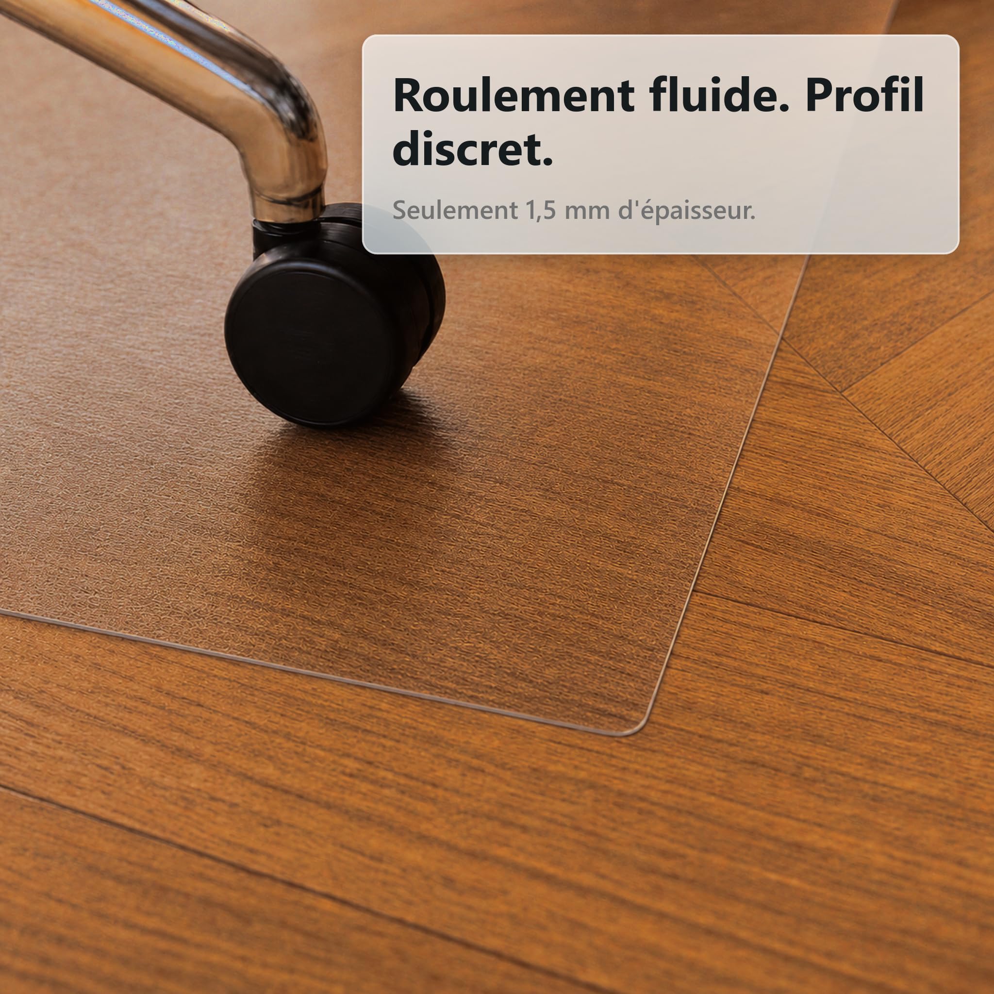 Floorfit Tapis de Protection pour Sols Durs, 140 x 200 cm, Transparent Mat, Épaisseur 1,5 mm, Bords Biseautés à 45°, Tapis de Chaise pour Parquet, Stratifié, Vinyle et Carrelage