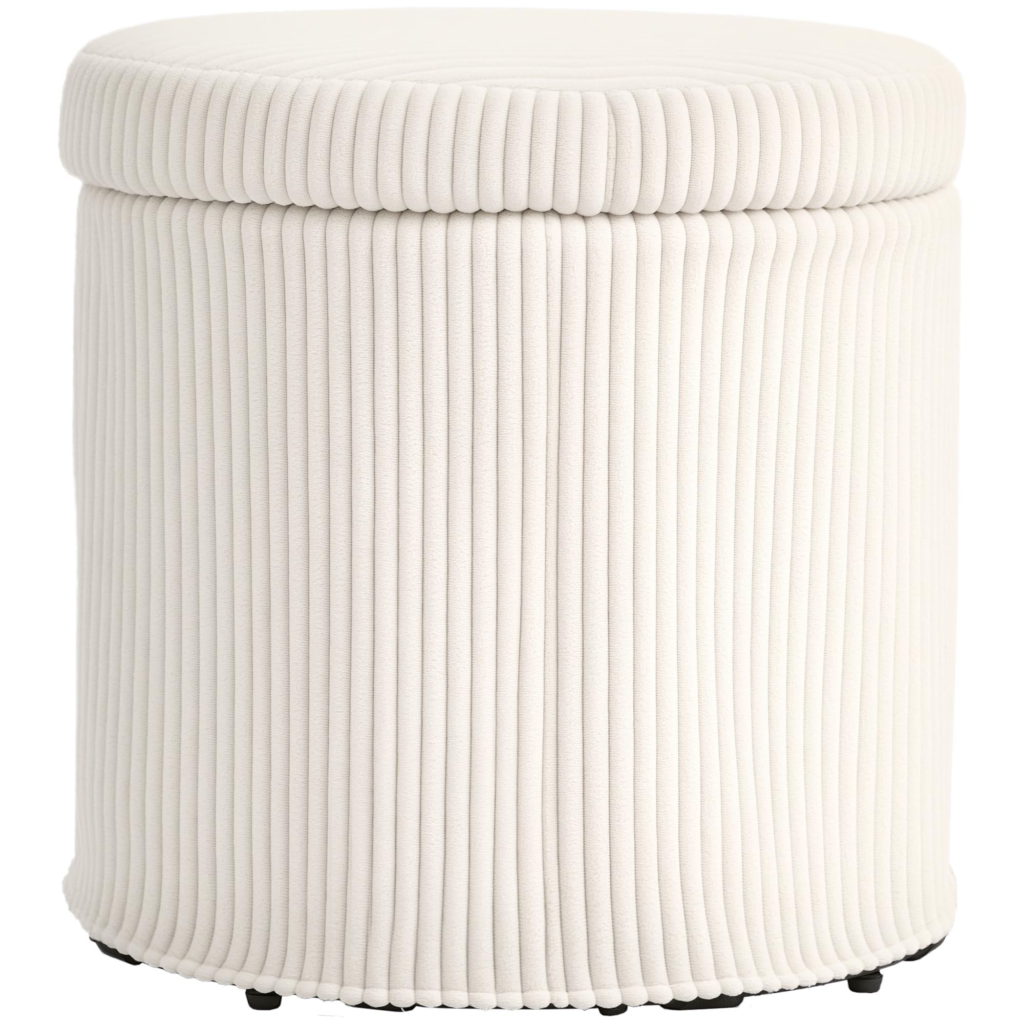 HOMCOM Pouf Rond 40cm en Velours avec Couvercle Pédestal Beige