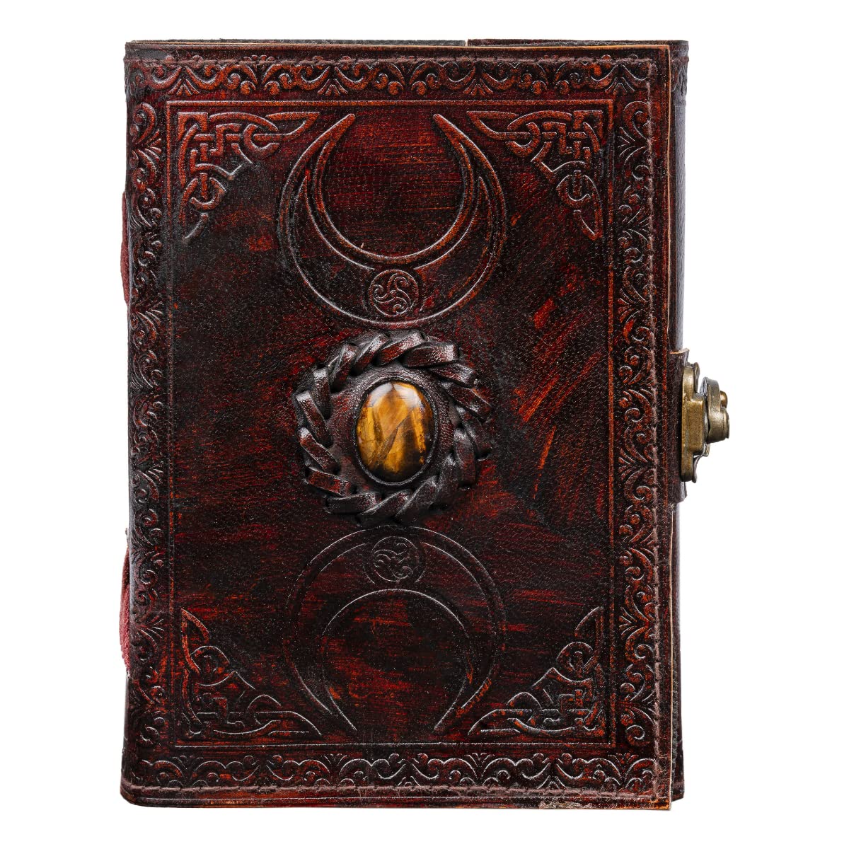 CAVALO – Be Unique Leather Diary for Men & Women with Semi Precious Stone & Antique Buckle Lock, 240 Unlined 125 GSM Thick Papers Best for Artist Scrapbook, Drawing, Writing Size 5×7 inch (Brown)      Unknown Binding