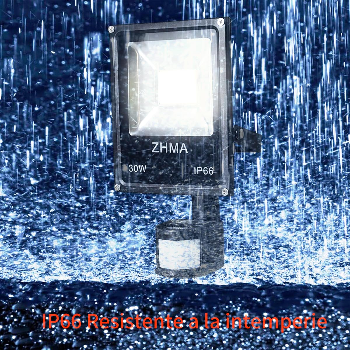 12V-24V DC 30W Faretto LED da Esterno con Sensore di Movimento,Impermeabile IP66 Faro Led Esterno,Luce Bianca 6000K Faretto,Ideale per Garage,Giardino,barca