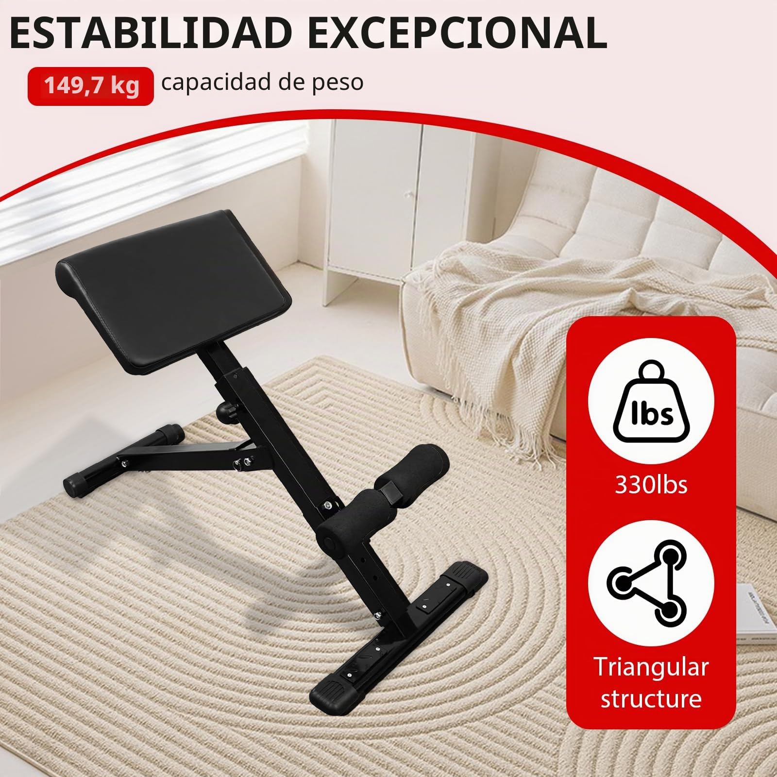 Hyperextension - Silla romana plegable con extensión de espalda y entrenador abdominal, 5 sillas romanas ajustables, banco de hiperextensión, glúteos, entrenamientos abdominales, equipo de ejercicio