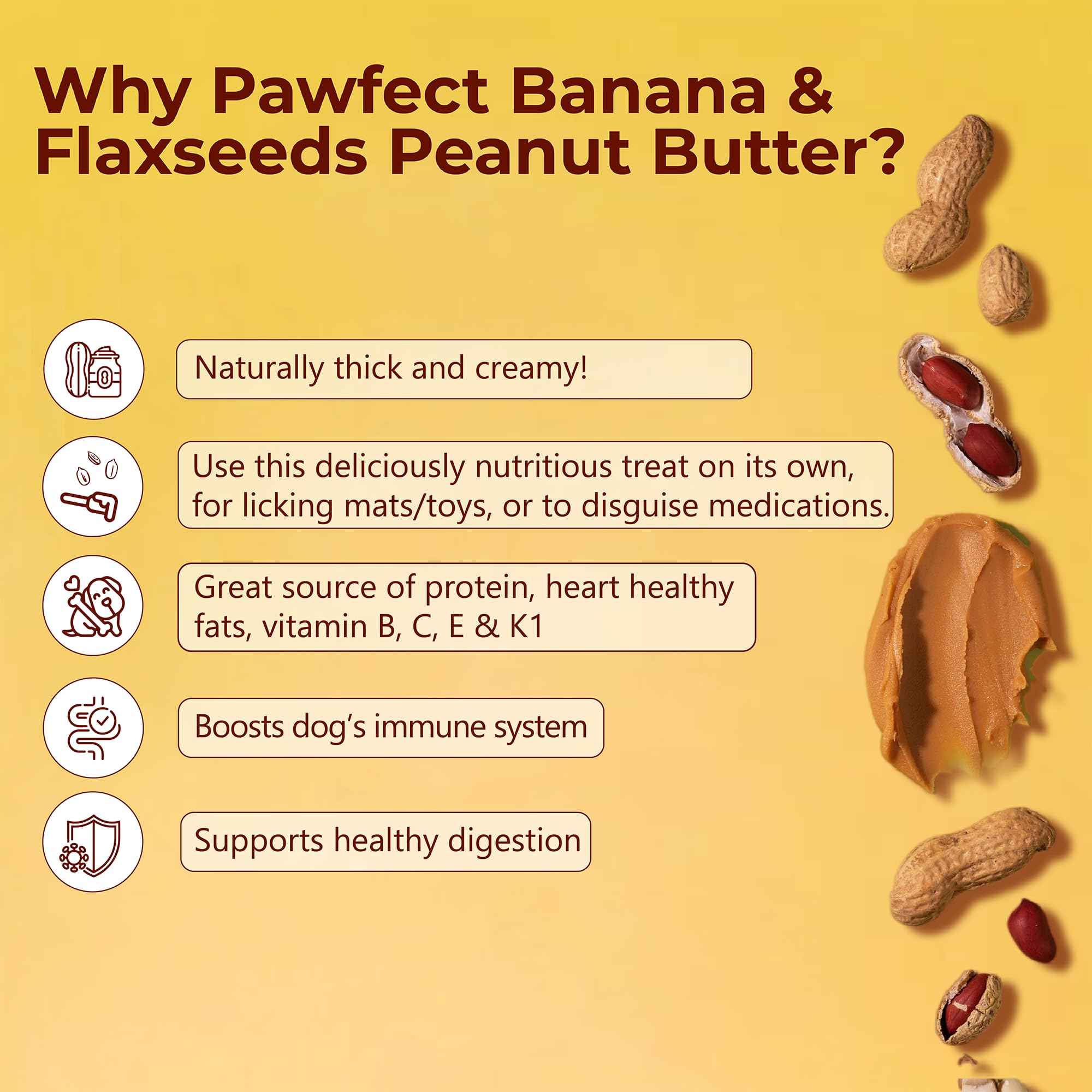 Pawfect Peanut Butter with Banana & Flaxseeds for Dogs & Puppies | 100% ...