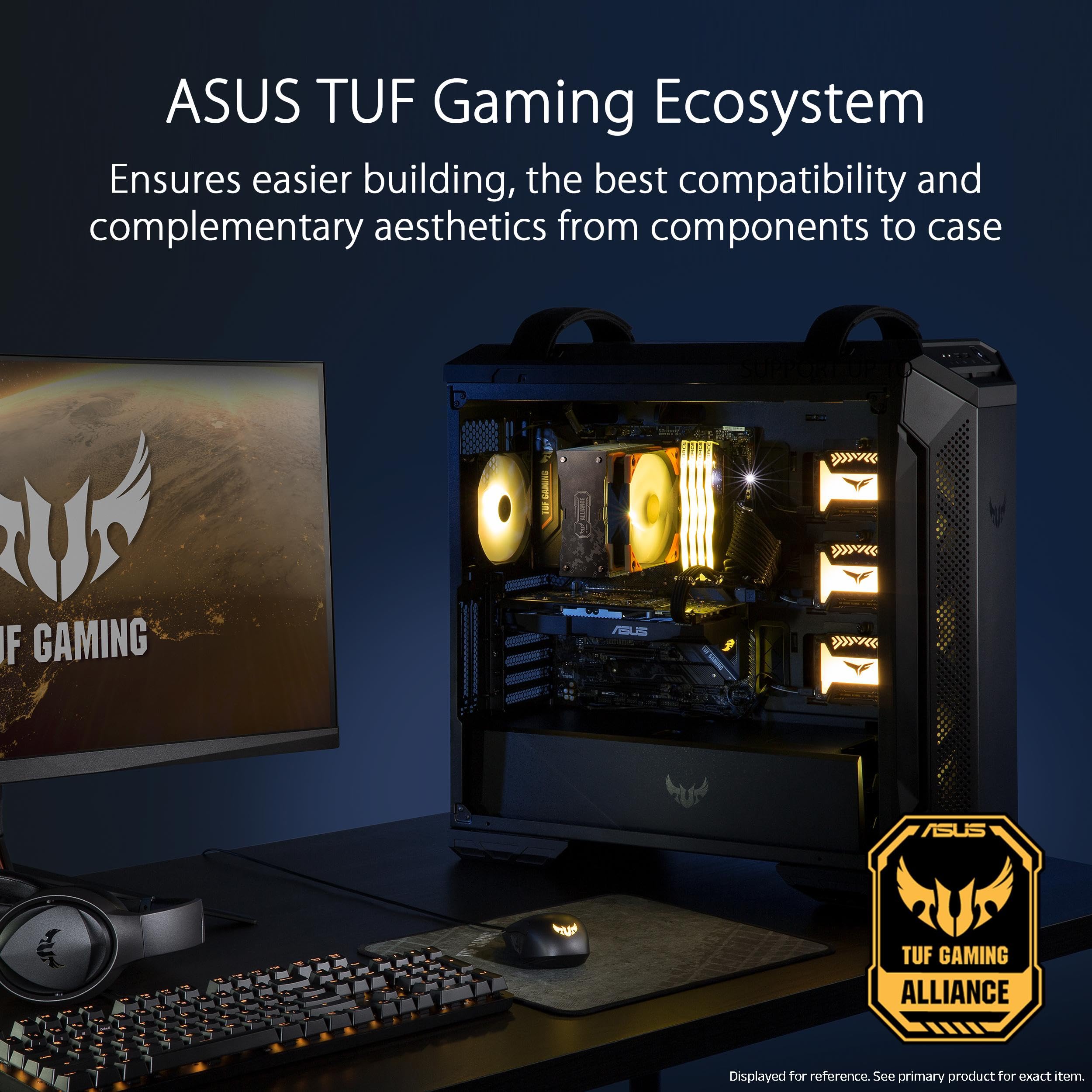 ASUS TUF Gaming GT501 Biała obudowa komputerowa typu Mid-Tower do płyt głównych EATX z panelem przednim 2 x USB 3.1, przyciemnianym szkłem hartowanym, stalową konstrukcją i 4 wentylatorami