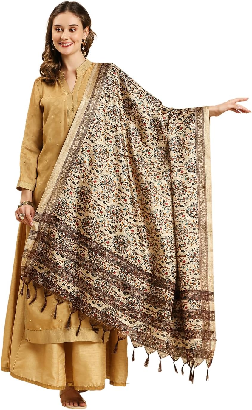 DUPATTA BAZAAR Women's Floral Silk Blend Dupatta