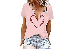 Valentine's Day Tops for Women, Love Heart Graphic Valentine's Day Gifts Tees Shirts