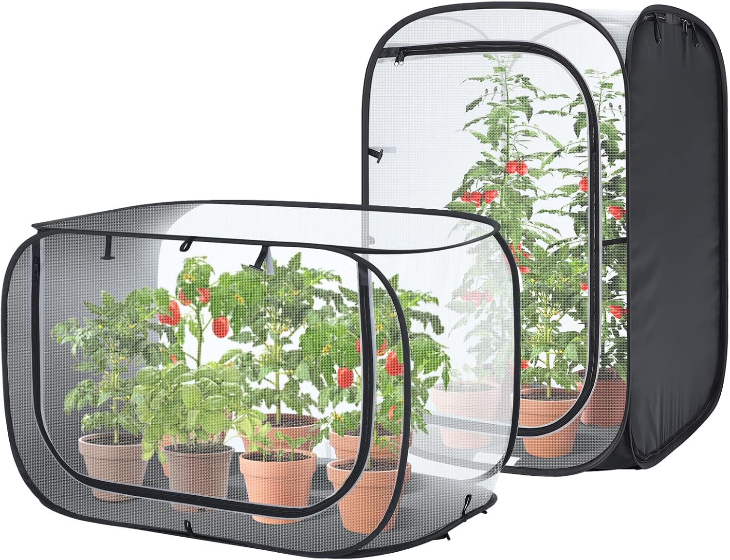 Ohuhu 36'' Garden Mesh Plant Cover, 2 Pack Pop Up Plant Protector Strawberry Cover Garden Net Cage Wind Protection for Plants Outdoor with Storage Bag 24 x 24 x 36 Inches