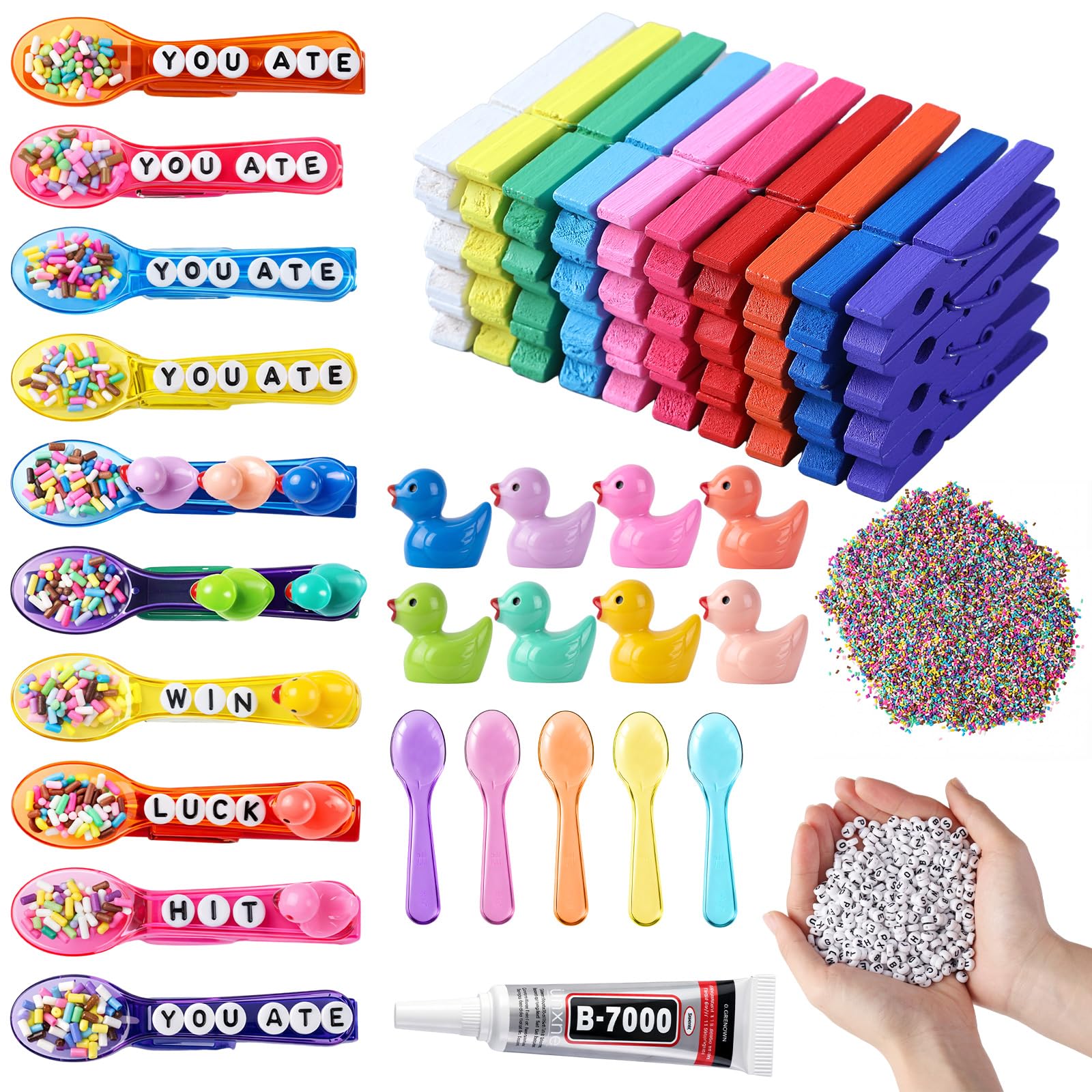 Geelin 80 Pcs Cheer Pins Spirit Clips Kit Multicolor, Spoons