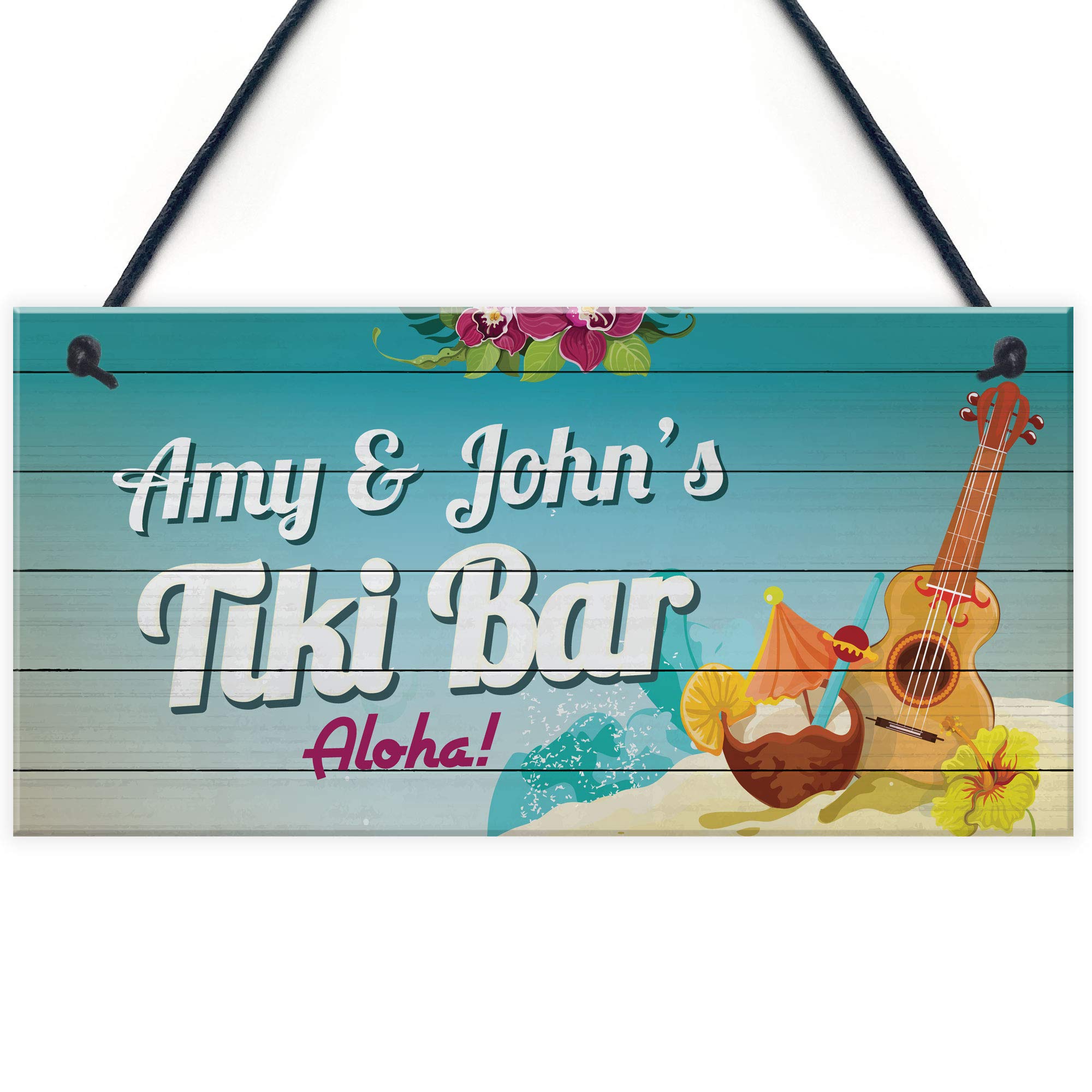 Red Ocean Personalised Tiki Bar Hanging Sign Home Bar Decor Man Cave Gifts Kitchen Pub Decor Gifts