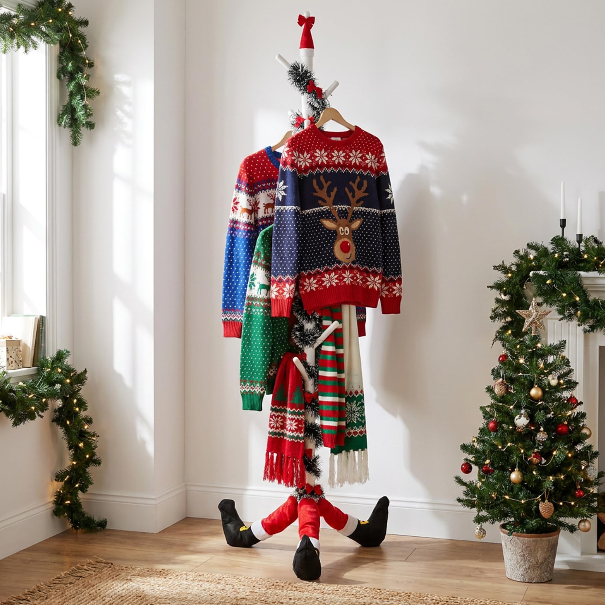 Soporte de madera para calcetines de Navidad, kit de estante de calcetín