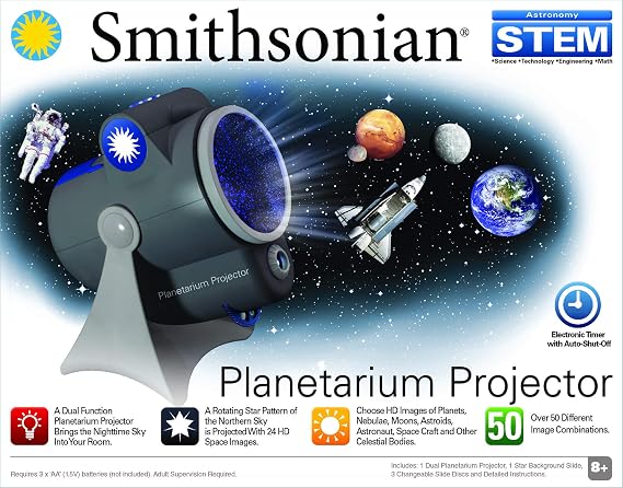 Smithsonian Optics Room Planetarium and Dual Projector Science Kit, Black/Blue, Age 8 and Up