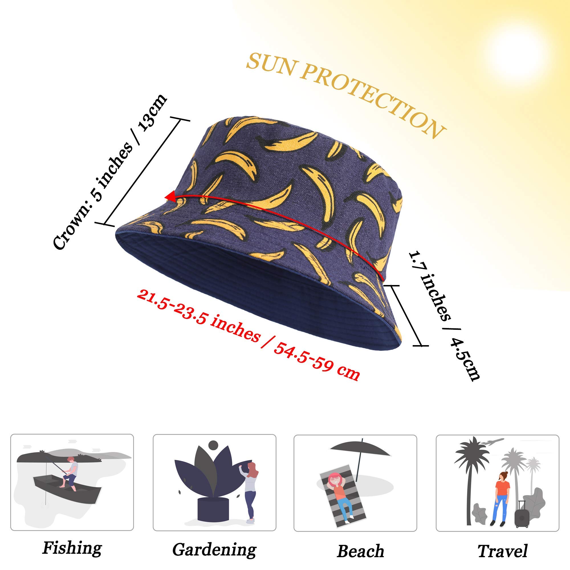 ZLYC Sombrero de Pesca para Mujer, Sombrero de Pescador de Verano, Sombrero de Frutas, Sombrero de Sol, Sombrero de Pesca