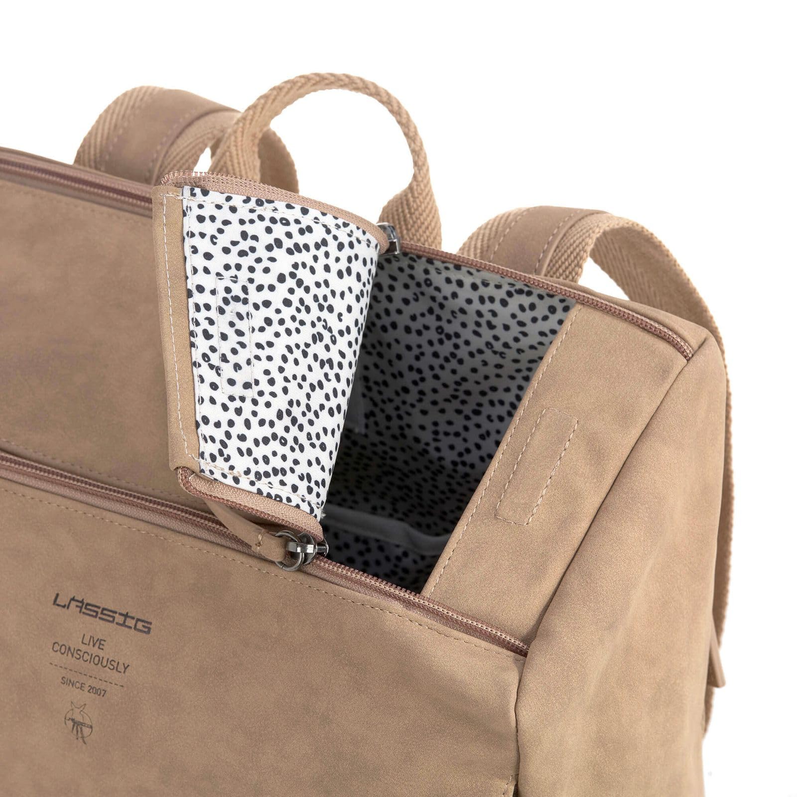 LÄSSIG Baby Wickelrucksack Wickeltasche veganes Leder Tender Backpack camel 1 Stück