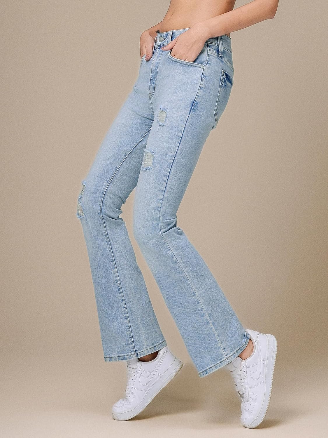 EMMIOL Women Flared Jeans Mid-High Waist Jeans Y2K 90s Denim Pants