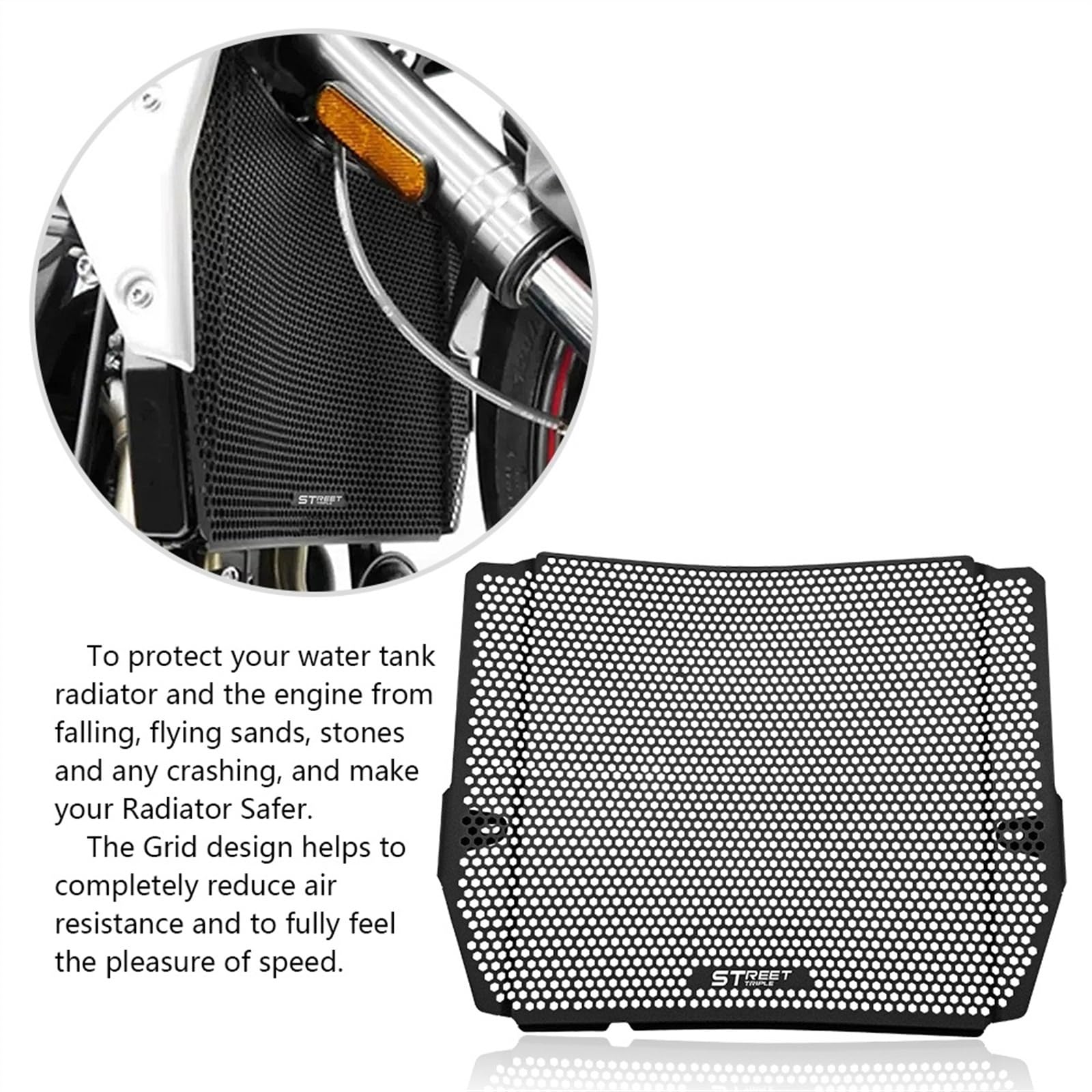 Accessoires de Moto Grille de radiateur Protection en Aluminium Compatible avec Street Triple 765 R/S/RS 765R 765S 765RS 2023-2024