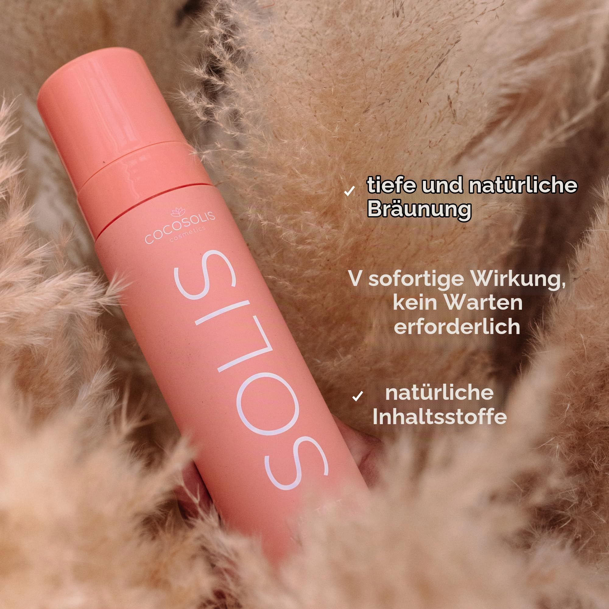 COCOSOLIS SOLIS Instant Weekend Tan Selbstbräuner für Gesicht und Körper, Mousse mit Sofort Effekt und abwaschbar, für satte natürliche Bräune, mit pflanzlichem DHA (200 ml)