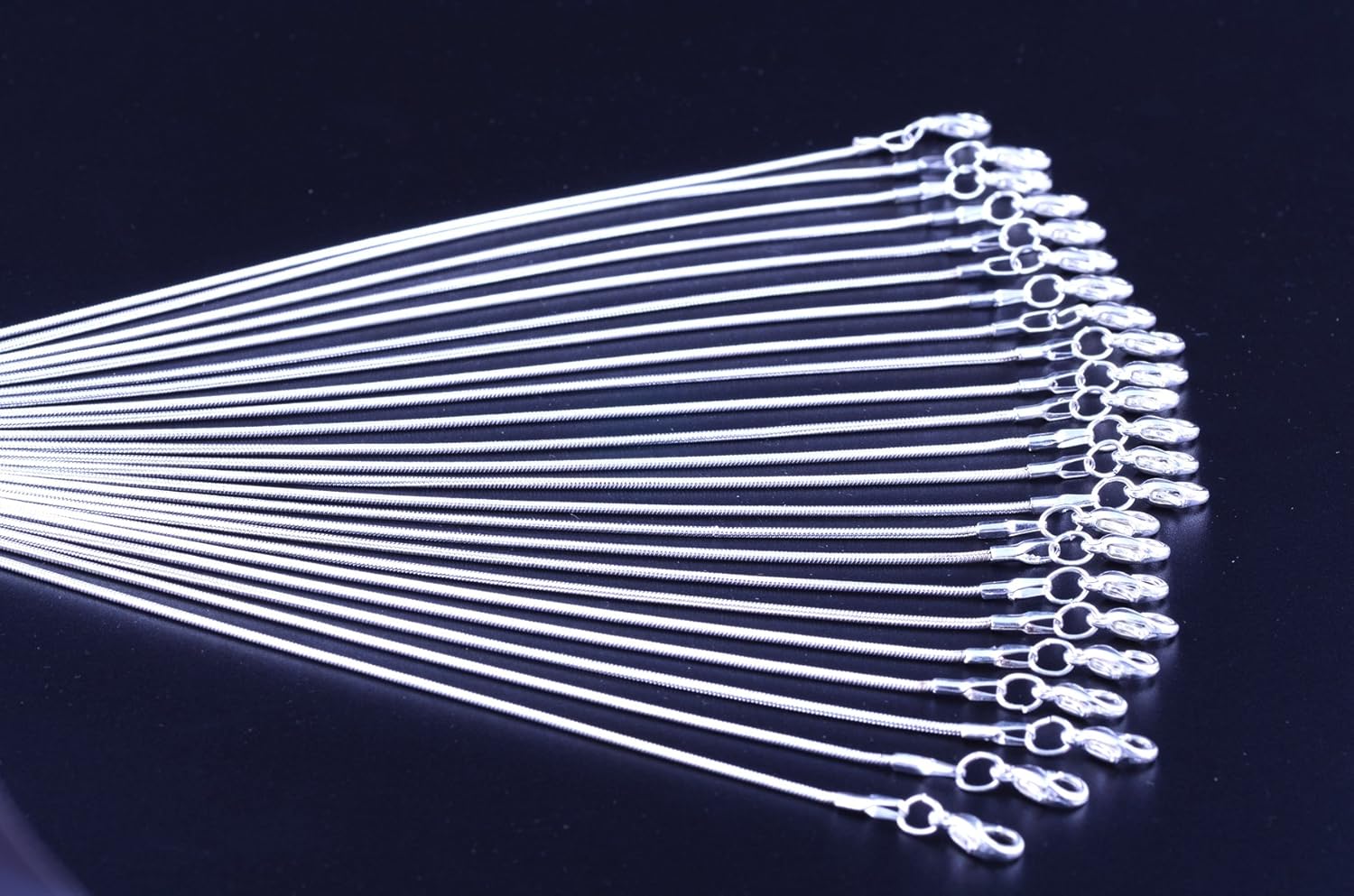 Snake Chains Necklace 24pcs 925 Silver Plated 1.2mm DIY Charms Link with Lobster Clasps for Jewelry Making (16 inch) - Image 8