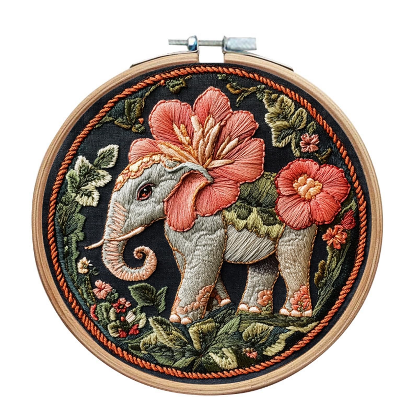 IUHUI Embroidery Kit for Advanced Adults - Beautiful Animals Gorgeous Patterns, DIY Hand Stitching Embroidery Set with Hoop (Sacred Elephant)