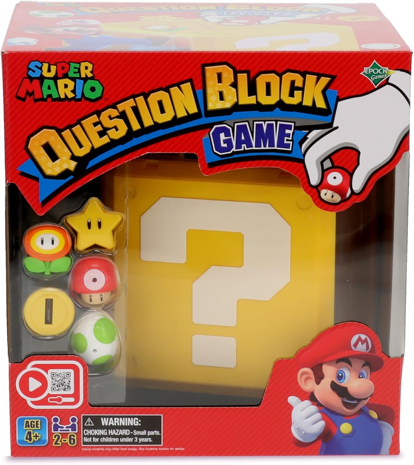 EPOCH Games 7556 Super Mario Question Block Game, Super Mario Game, Quiz Game, Bingo Game, Board Game for Children from 4 Years