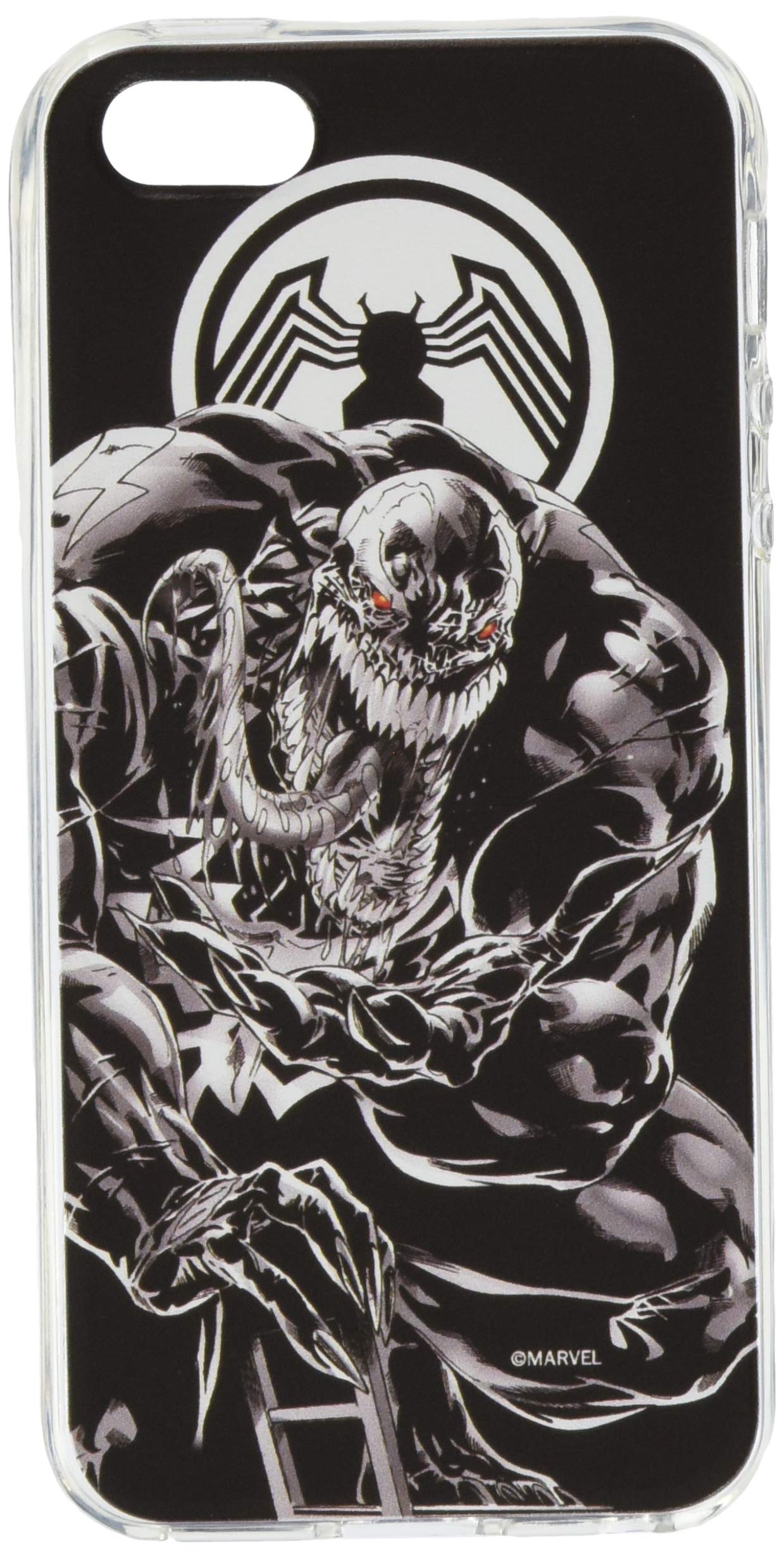 ERT GROUP Original Marvel Venom TPU Case for iPhone 5, iPhone 5S, iPhone SE, Liquid Silicone Cover, Flexible and Slim, Protective for Screen, Shockproof and Anti-Scratch Phone Case