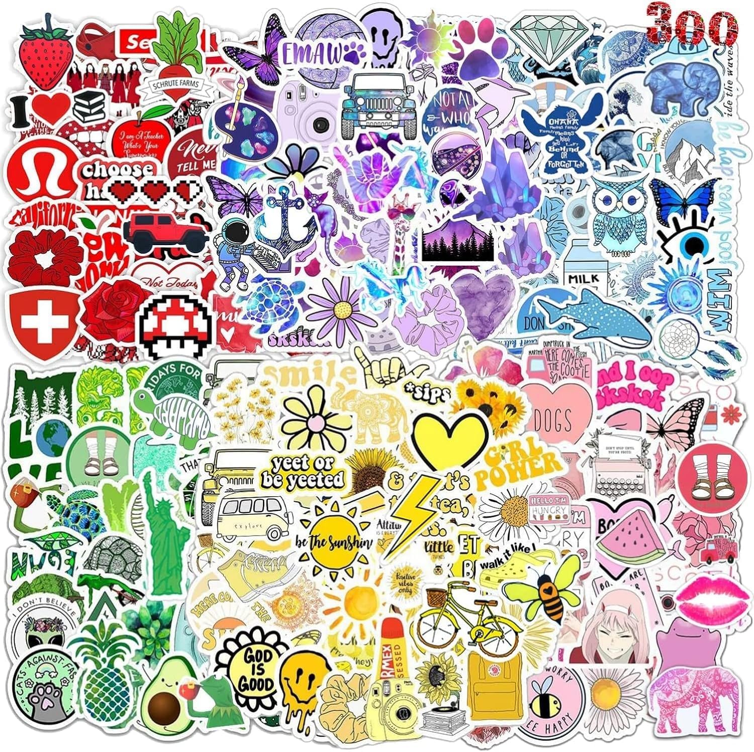 Mumoo Bear Stickers 300 Pieces Vinyl Stickers VSCO Girl Waterproof Stickers Trendy Stickers Unique Cool Stickers for Bike Skateboard Snowboard Luggage Laptop Stickers MacBook iPad and More
