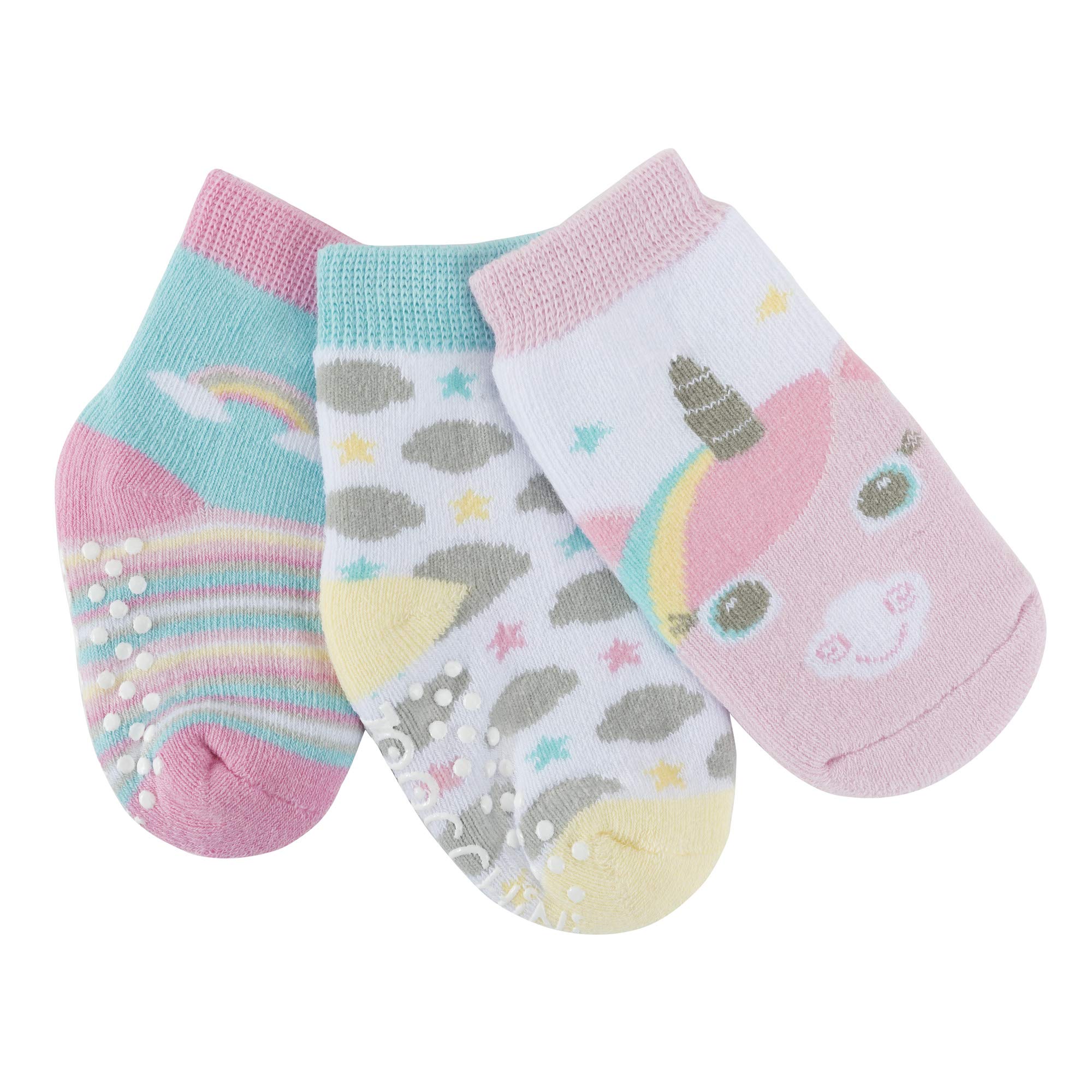 ZoocchiniBaby Slipper Socks with Knobs 3 Pairs 0-24 Months