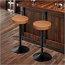 Set of 2 Bar Stools, Leather Microfibre Bar Stool Adjustable Height Adjustable Bar Chairs for Kitchen, Bar Stools with Footrest Bar Chair 360° Swivel – Brown