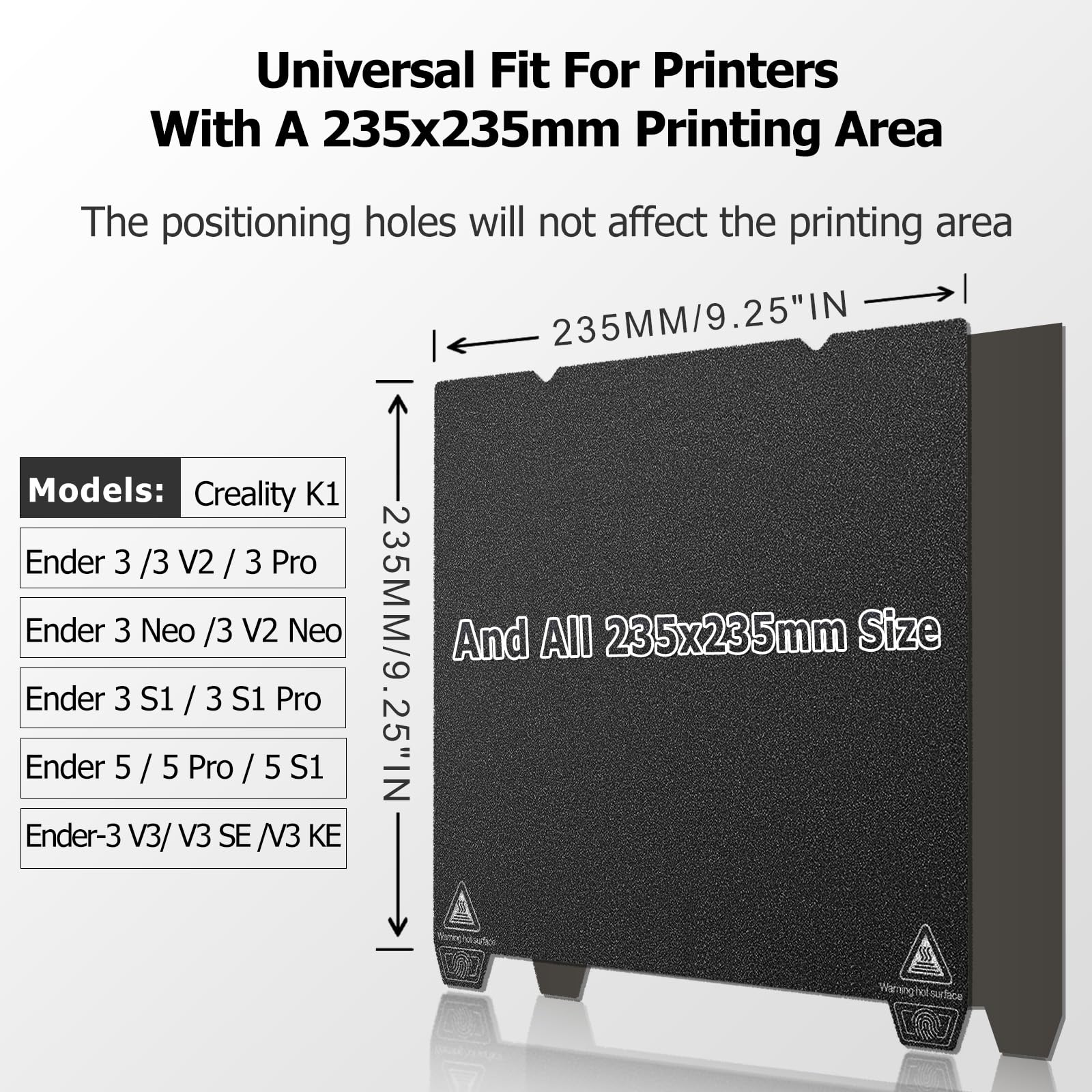 YOOPAI Dwustronna płyta drukująca PEI, czarna, teksturowana, 235 x 235 mm, arkusz PEI do drukarki 3D Creality Ender 3 / Ender 3 Pro/Ender 3 V2 / Ender 3 S1 / Ender 3 Neo/Voxelab Aquila