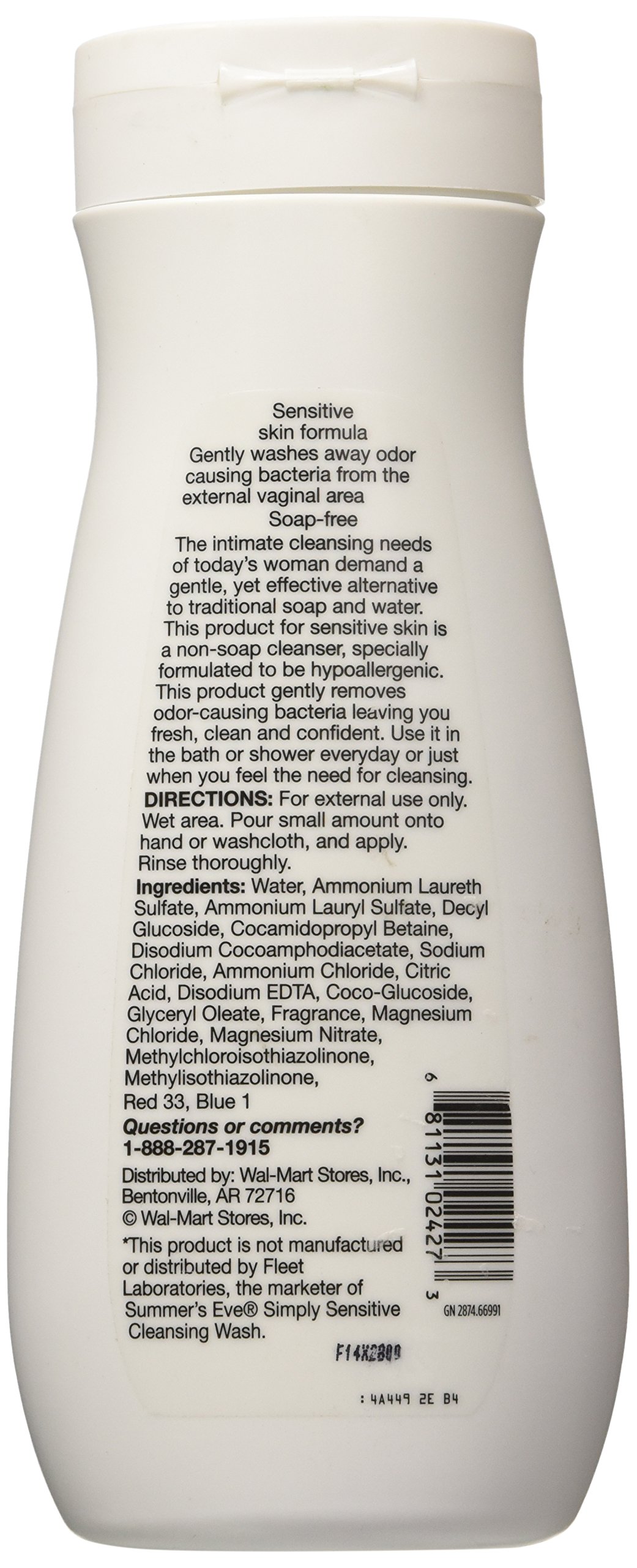 Equate Feminine Wash Sensitive Skin Fresh Scent 15 oz