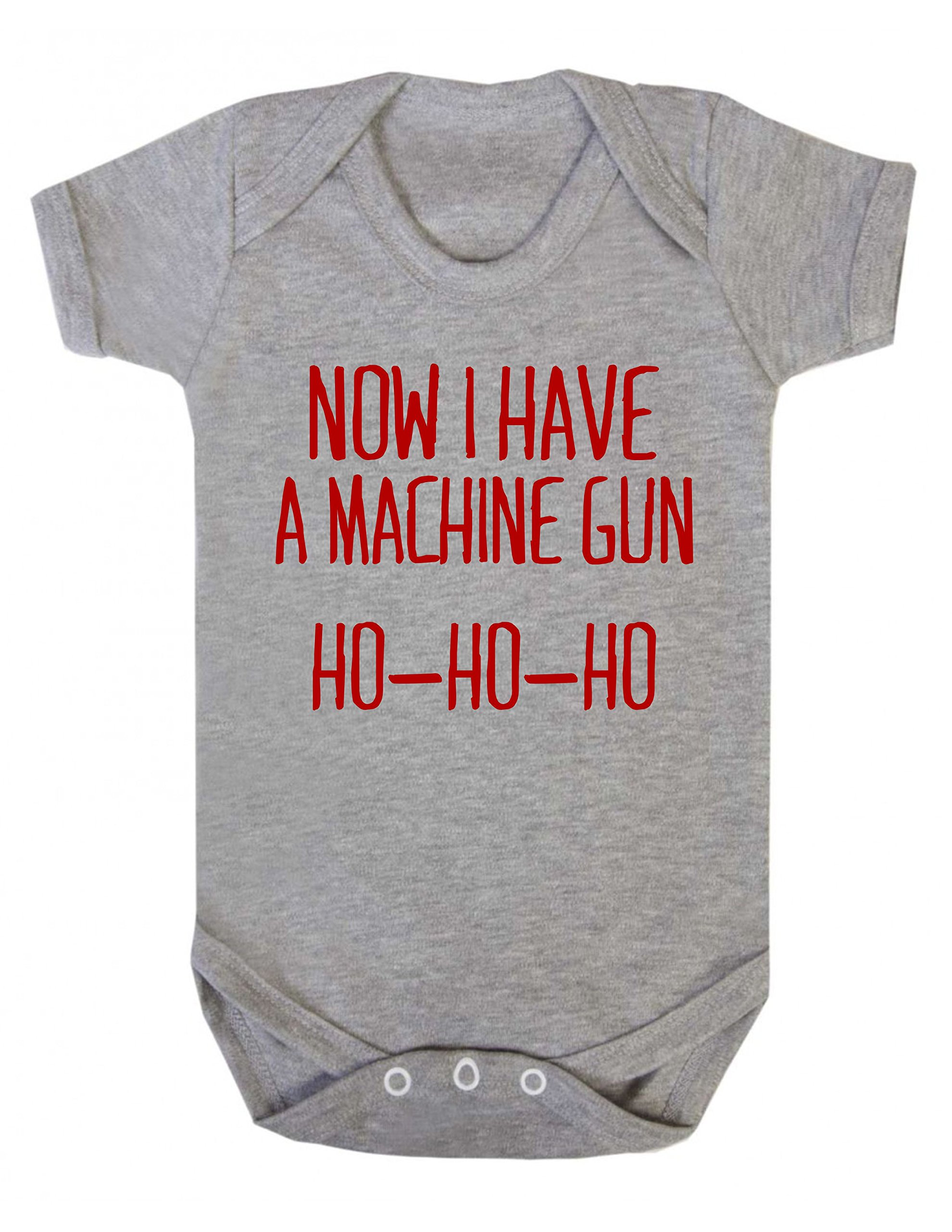 Reality Glitch Grey Now I Have A Machine Gun Ho-Ho-Ho Babygrow