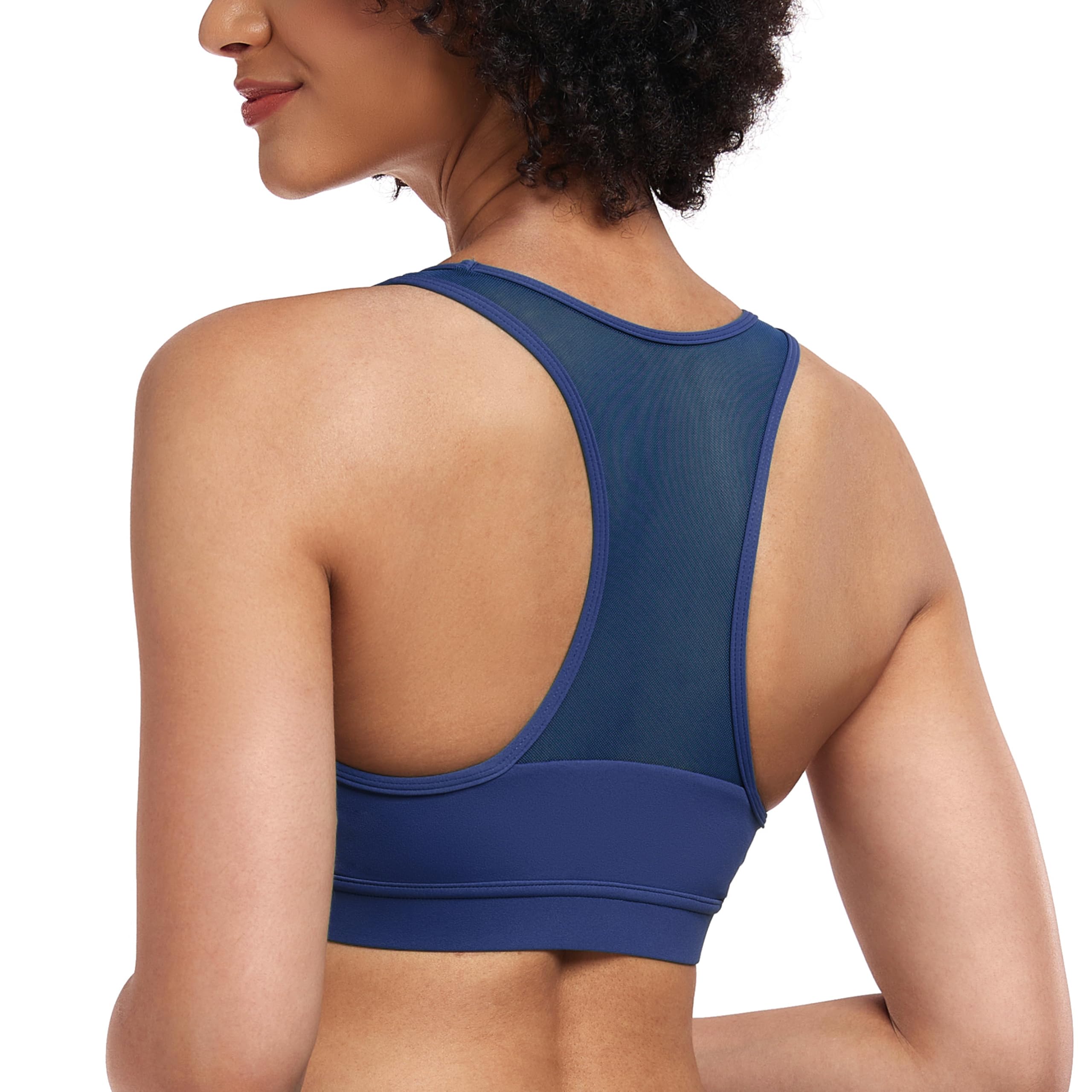 WE CUFFLLE Sports Bra for Women Padded Underwear Top Athletic Running Sports Bra Workout Bra Yoga Bra (US, Alpha, Small, Regular, Regular, Navy Blue)