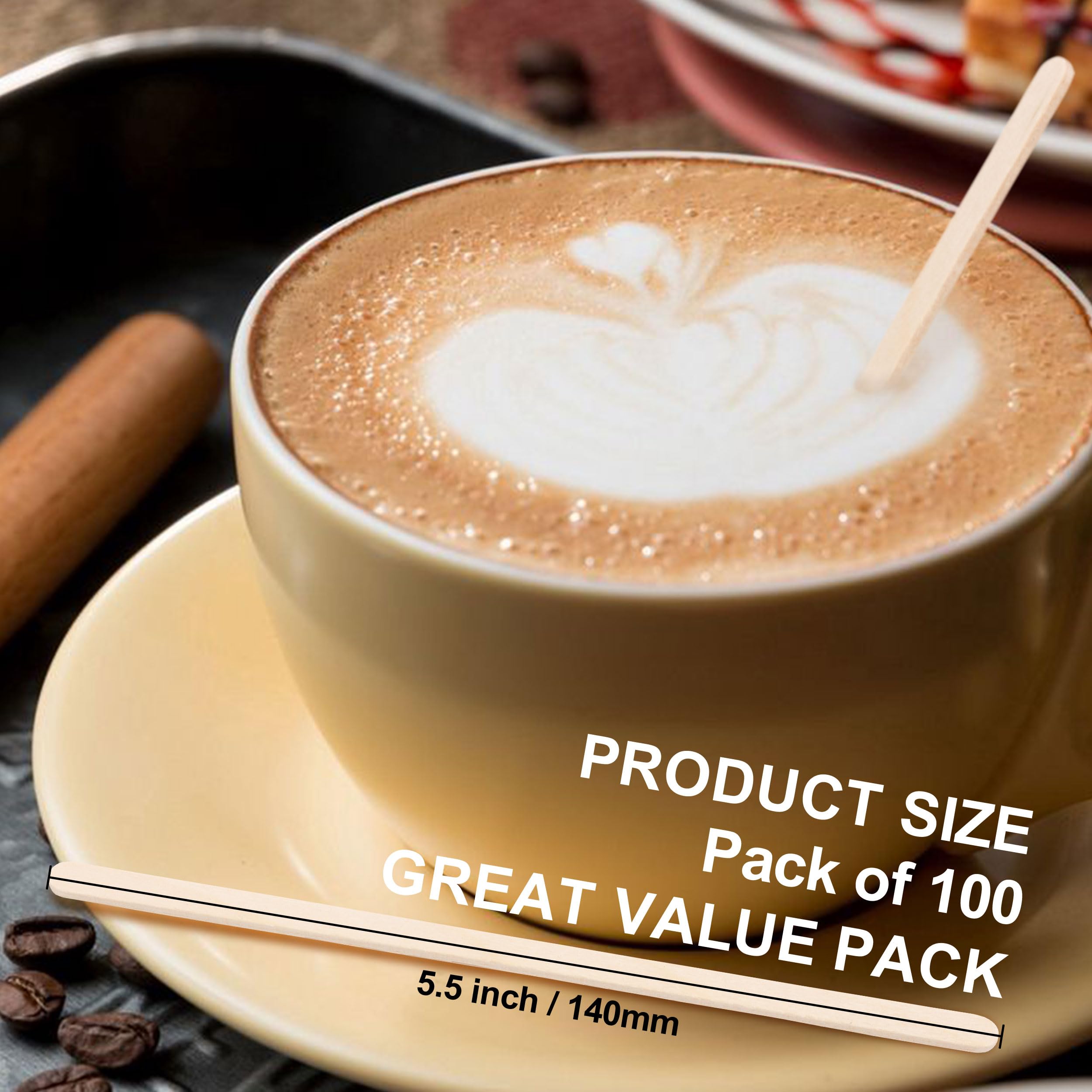 Wooden Coffee Stirrers - 100 Pack -2