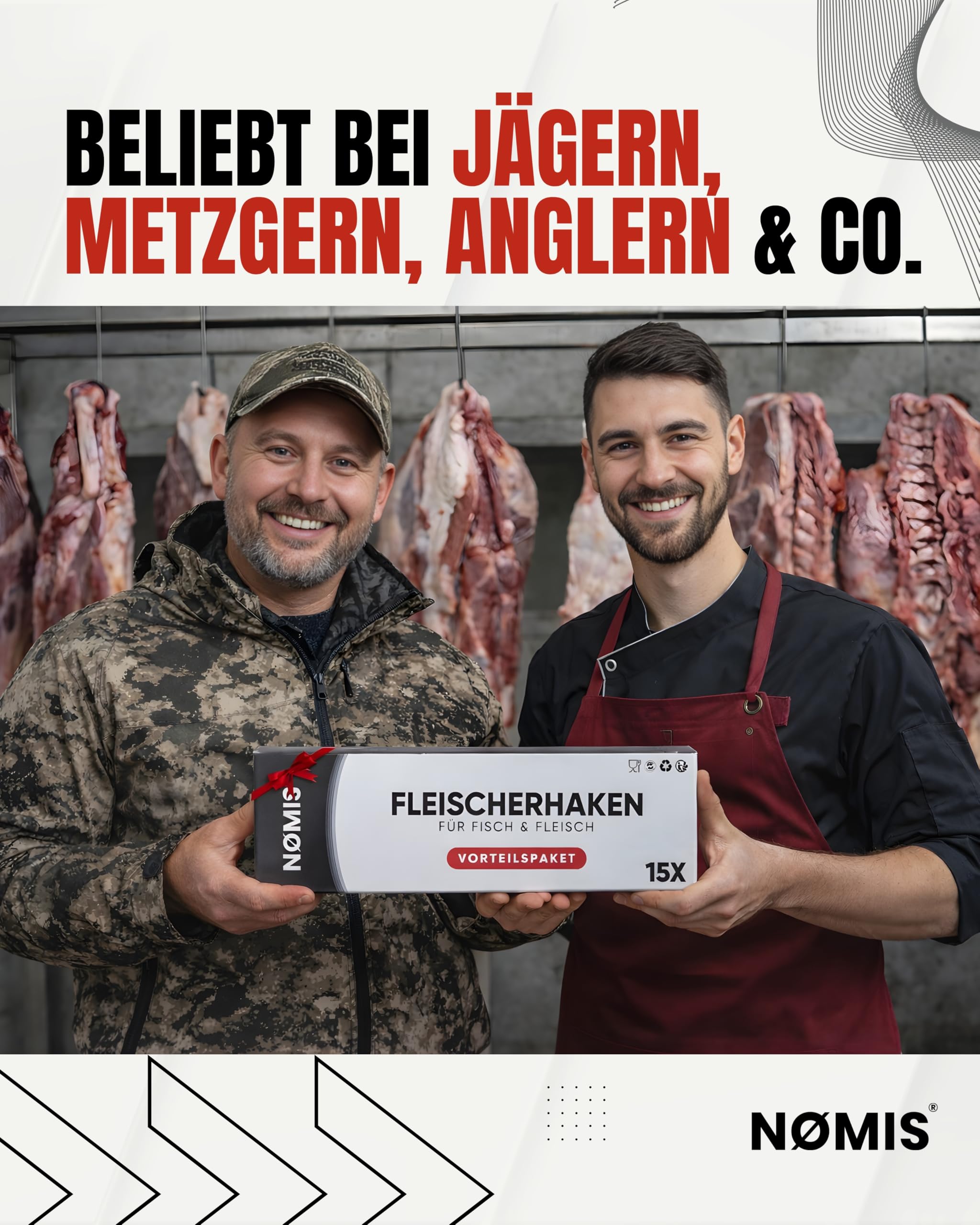 Zestaw [15 sztuk] Haki rzeźnicze | Haki rzeźnicze ze stali nierdzewnej na mięso | Haki mięsne | Popularne wśród myśliwych i rzeźników | Grubość 5 MM | Idealne do wieszania, suszenia i wędzenia mięsa