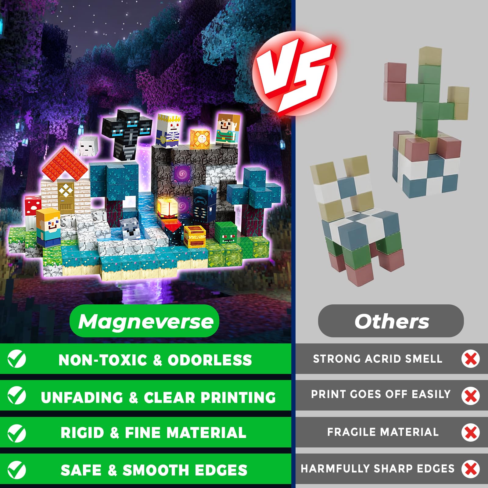 Magneverse Magnetyczne klocki budowlane dla dzieci 200 sztuk - motyw przygody w lesie Zmierzch z 36 rodzajami magnetycznych bloków, zabawka edukacyjna budowlana prezent dla dzieci w wieku 4-12 lat