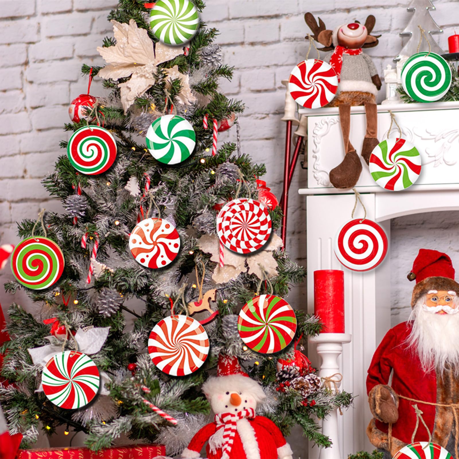 TYXHXTF 48Pcs Christmas Candy Hanging Ornaments with String, Mini Christmas Pendant Set for Tree DIY Home Courtyard Decorations Party - Image 3