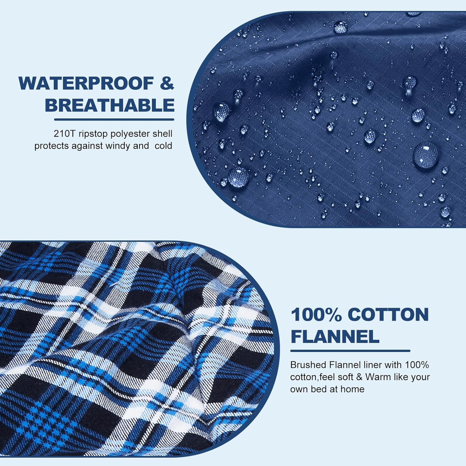 AGEMORE Cotton Flannel Double Sleeping Bag with Fleece Lined Hood, Waterproof Queen Size 2 Person Sleeping Bag for Adults Cold Weather Camping Backpacking or Hiking, 3-4season