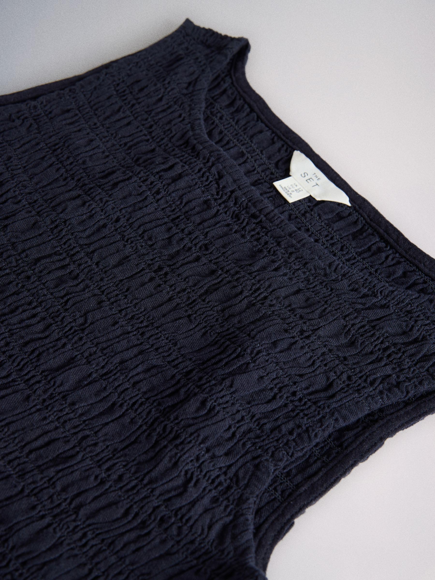 THE SET Donne Confezione da 2 top girocollo arricciati in lino