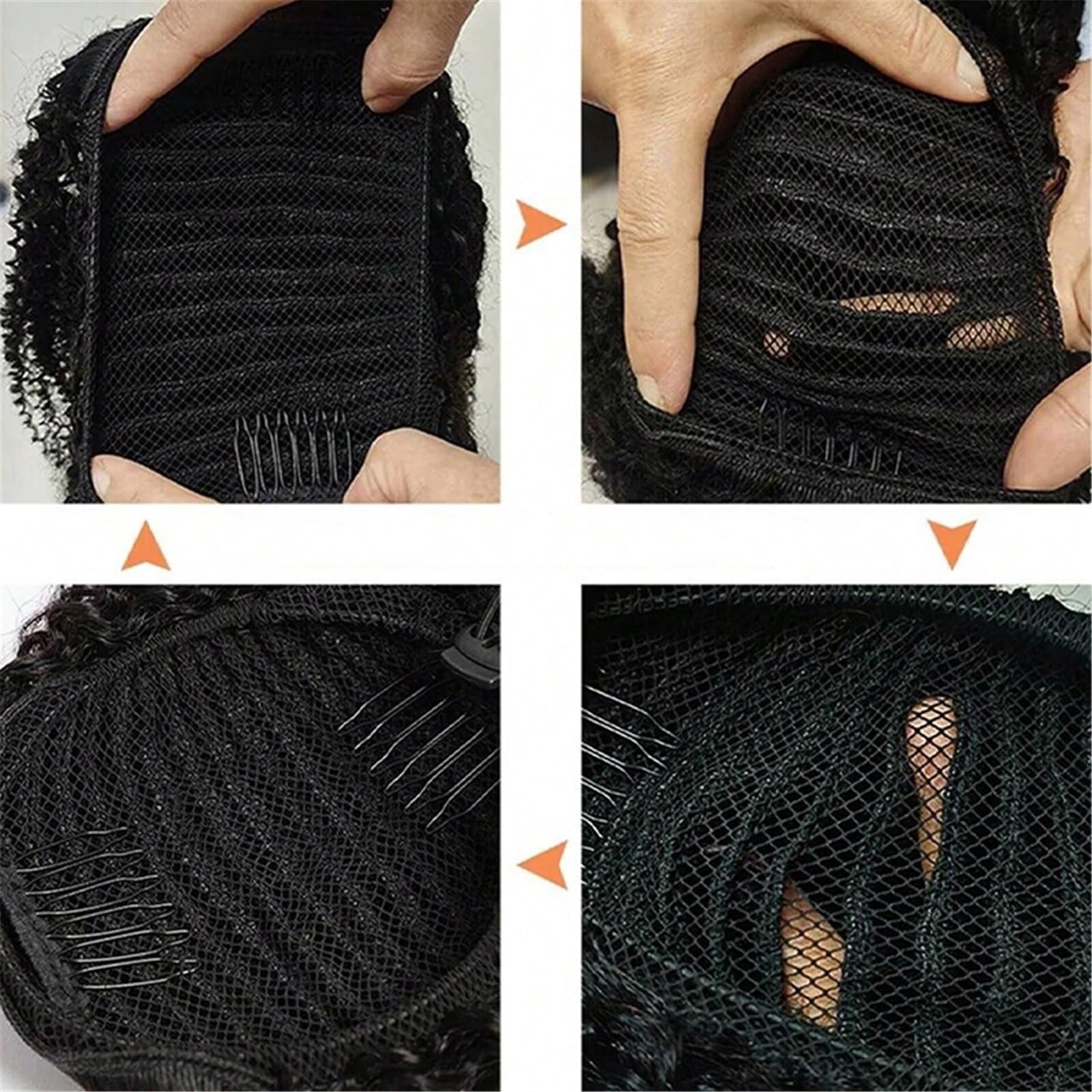 Naturalny Kucyk z falami wodnymi i ściągaczem, naturalne czarne przedłużki z ludzkich włosów dziewiczych, długie włosy Idealny wygląd(10inches)