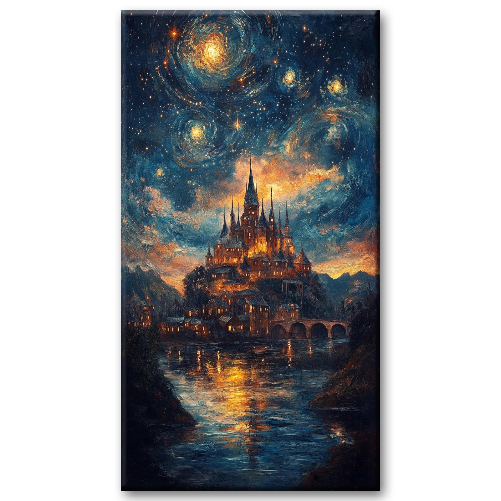 Jatok Hot Pink Large Diamond Art Kits Adults, Castle Starry Moon Night Diamond Painting Kits For Adults Beginners, Diy Full Round Drill Gem Art Crafts Home Wall Decor Relax Gifts, 40X70cm/15.7X27.5in
