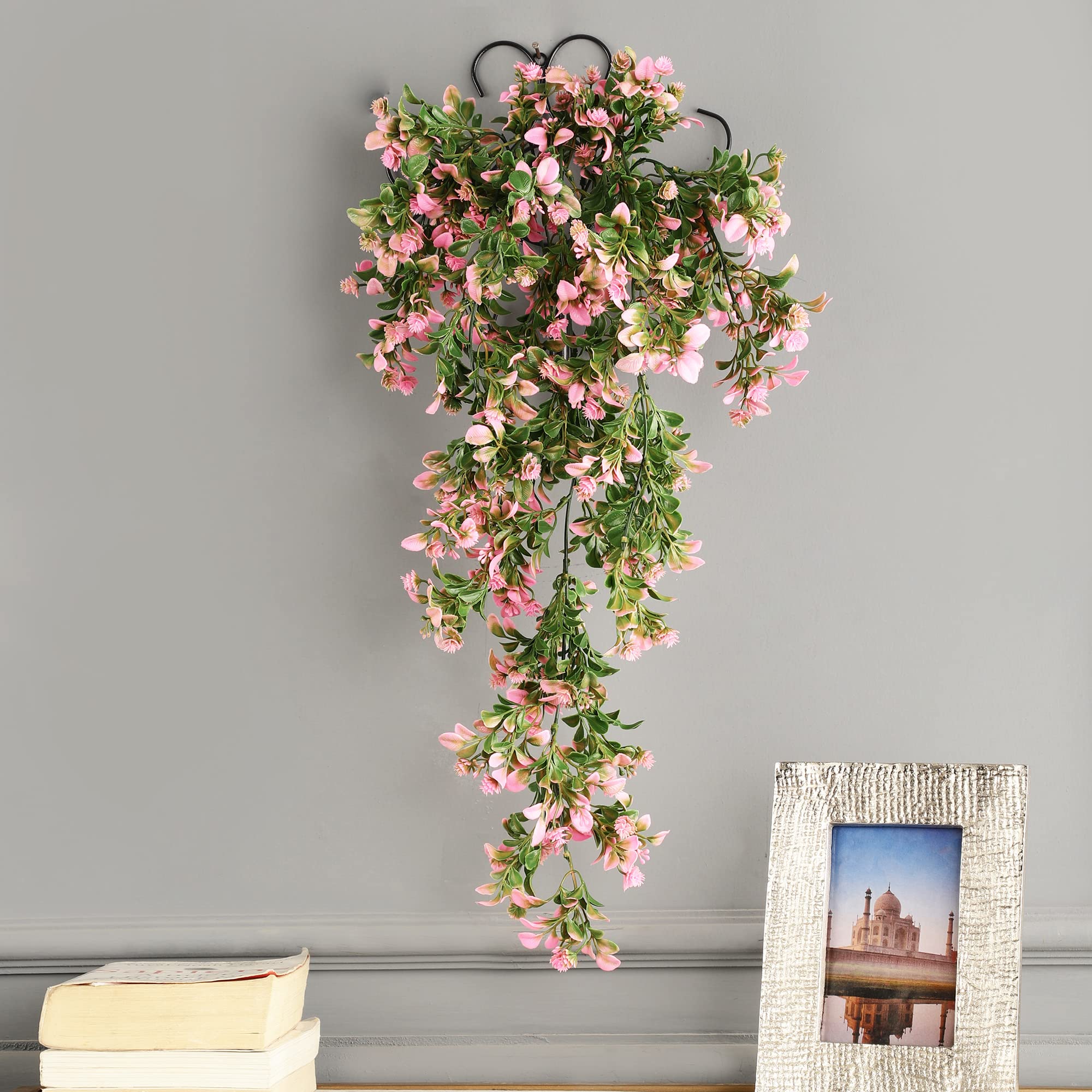 Foliyaj Artificial Pink Flower Leaf Vine with Metal Wall Stand | Decoration Items for Living Room | Creeper for Wall Decor | Vine for Room Decor (Vine Length About 70 cm) (B0BH46GTSB) Amazon Price History, Amazon Price Tracker