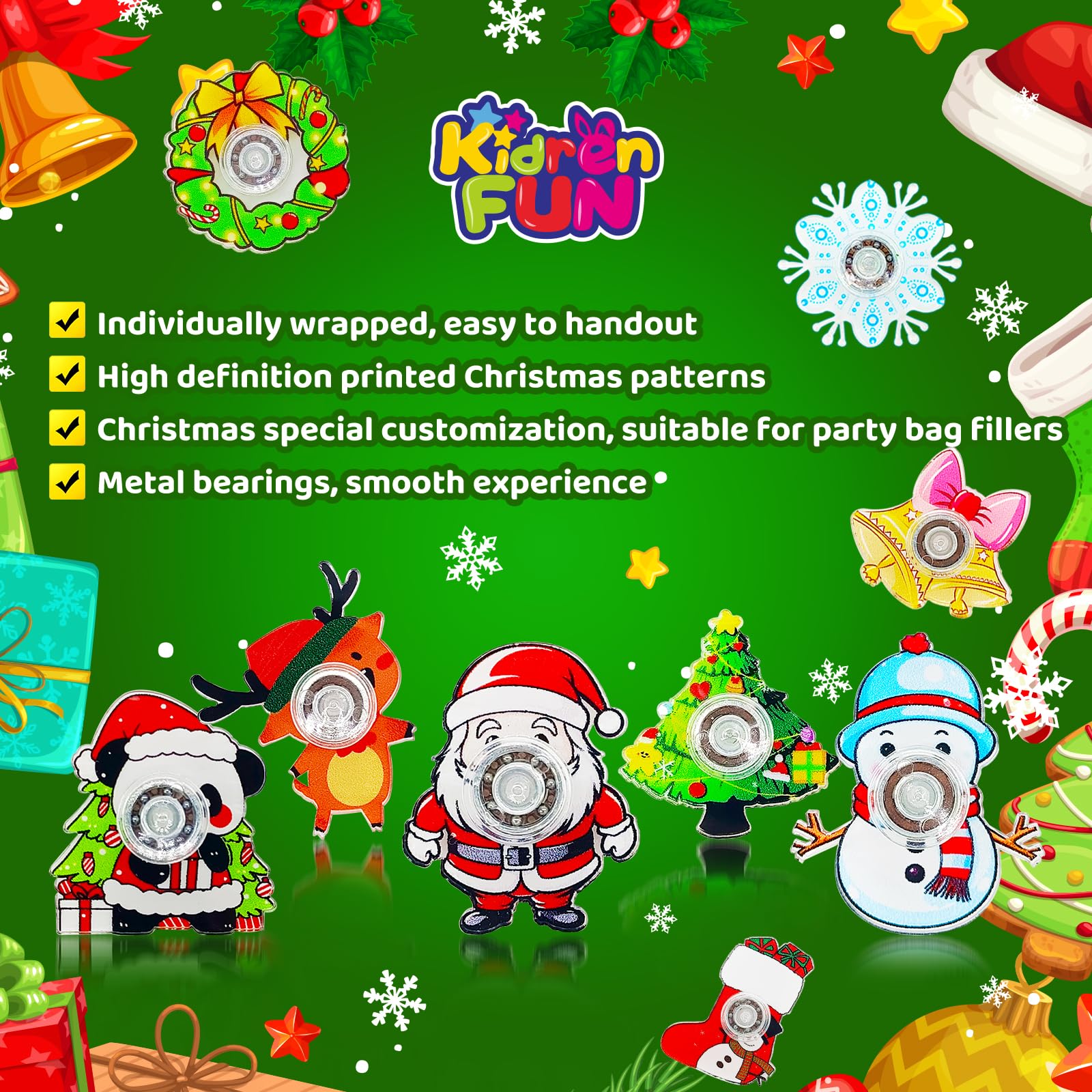 KIDRENFUN Christmas Stocking Fillers, 30 PCS Eve Box Fillers Party Bag Fillers, Fidget Spinner Bulk Class Prizes - Image 3