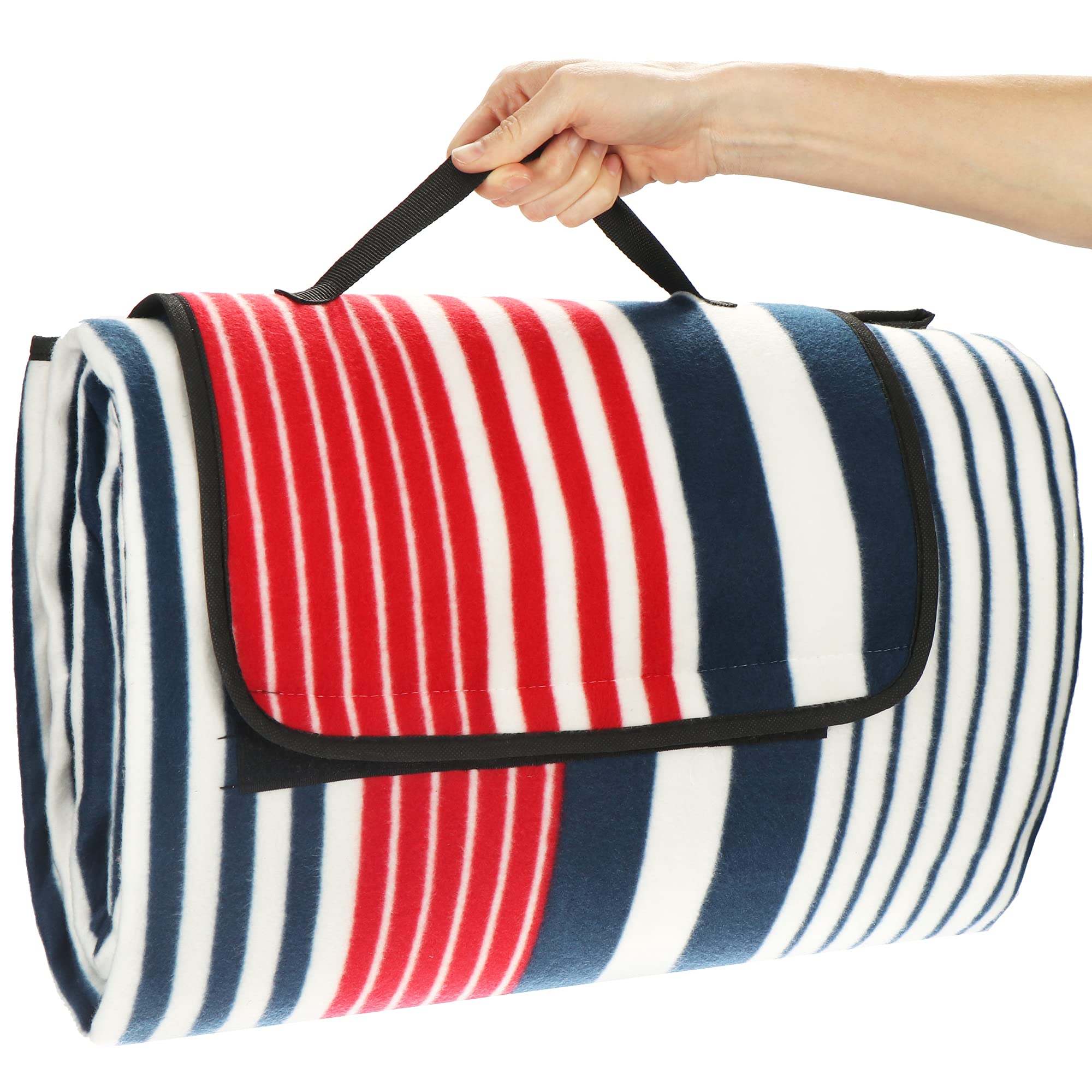 Manta de Picnic XXL - Manta de Camping Enorme con diseño de Rayas - Manta de Playa con protección contra la Humedad y Aislamiento térmico - 200 x 220 cm