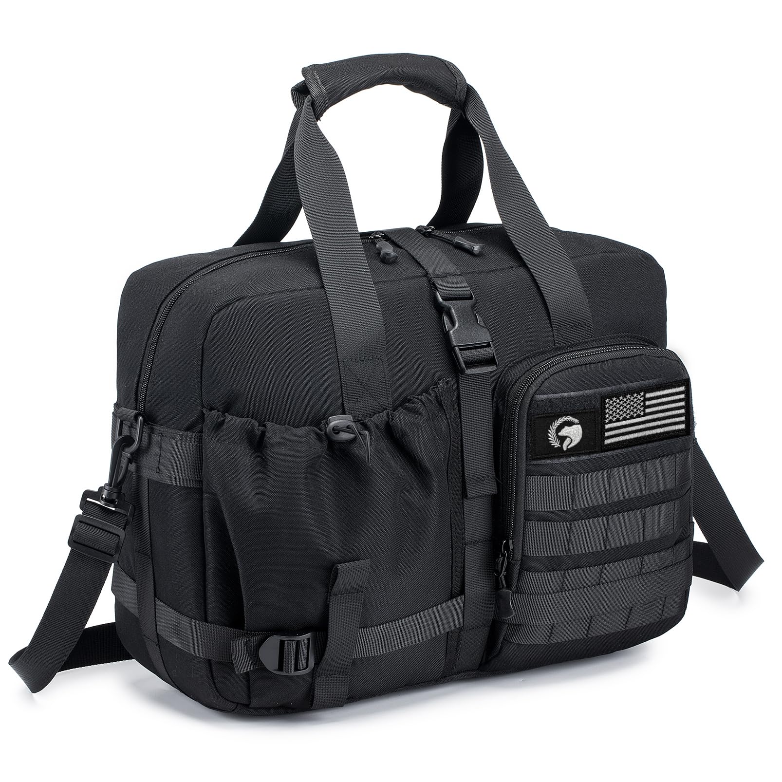 COSCOOA Tactical Messenger Bag, 15.6 Inch Tactical Briefcase for Man Military Laptop Bag Messenger Shoulder Bag, Black-15.6 Inch