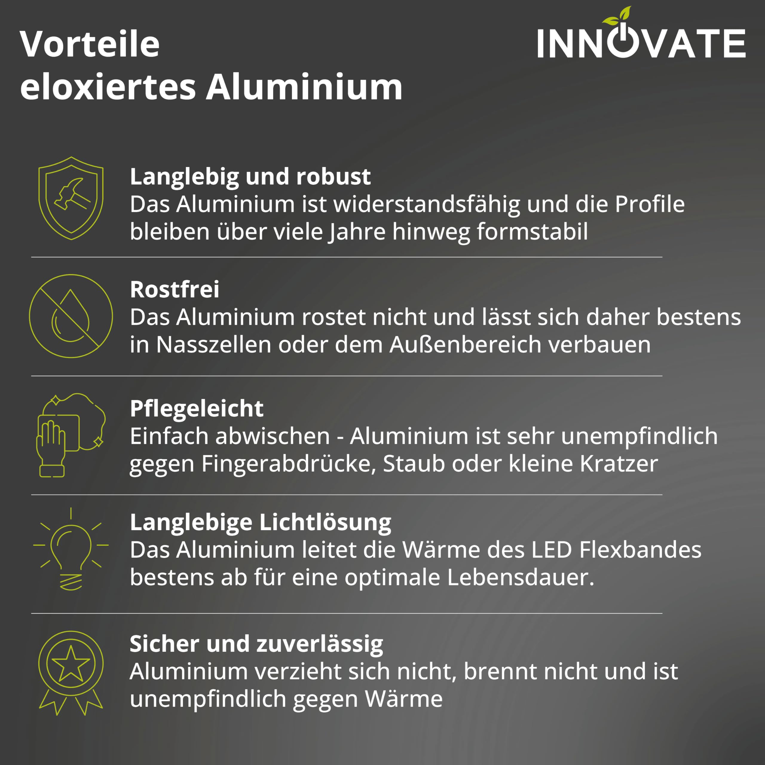 INNOVATE LED Treppenkantenprofil Aluminium 2m Silber LED Diffusor Milchig