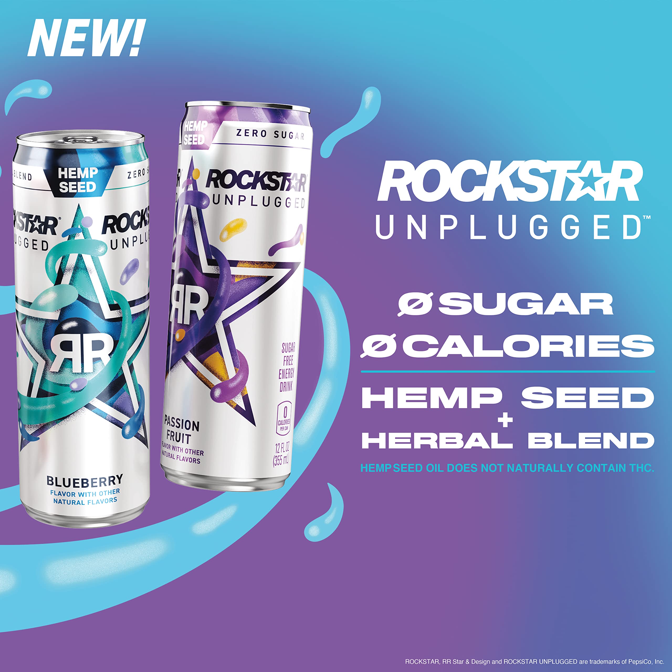 Rockstar Energy Drink, Unplugged 3 Flavor Variety Pack, Zero Sugar